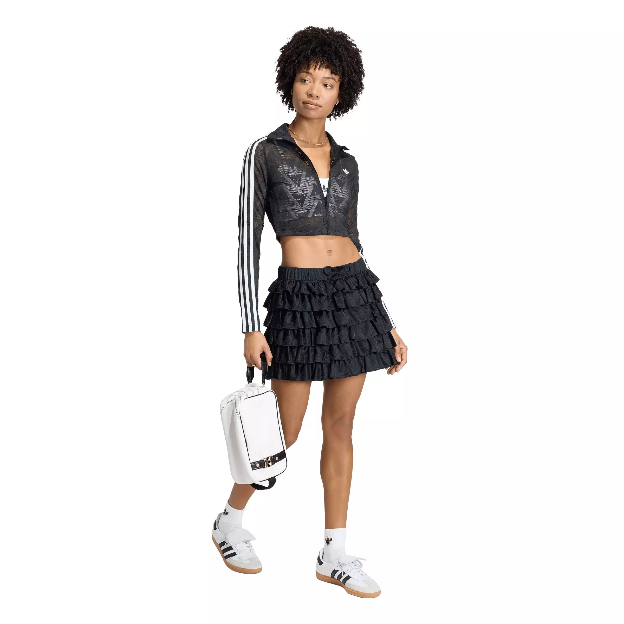 adidas Originals Women's Lace Ruffle Mini Skirt - BLACK
