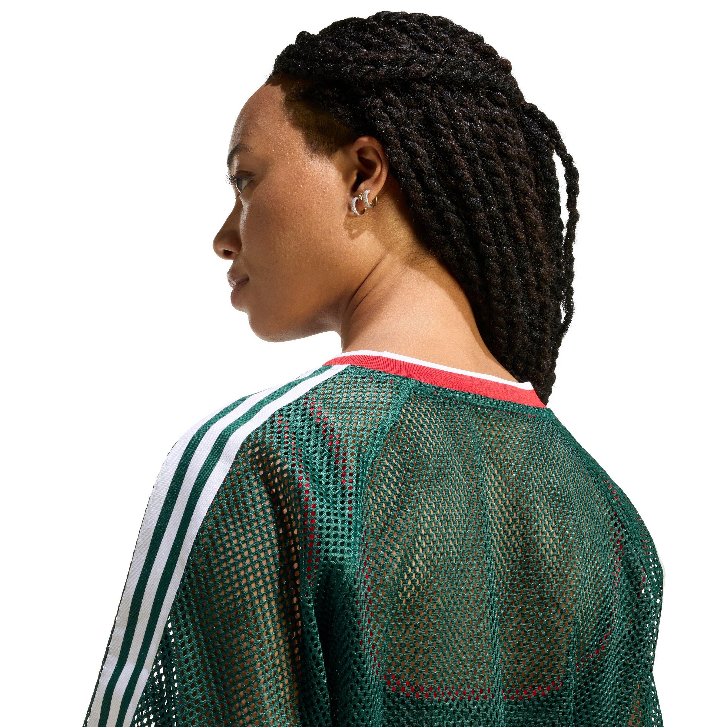 adidas Originals Women's Mesh Short-Sleeve Tee - GREEN Thumbnail View 4