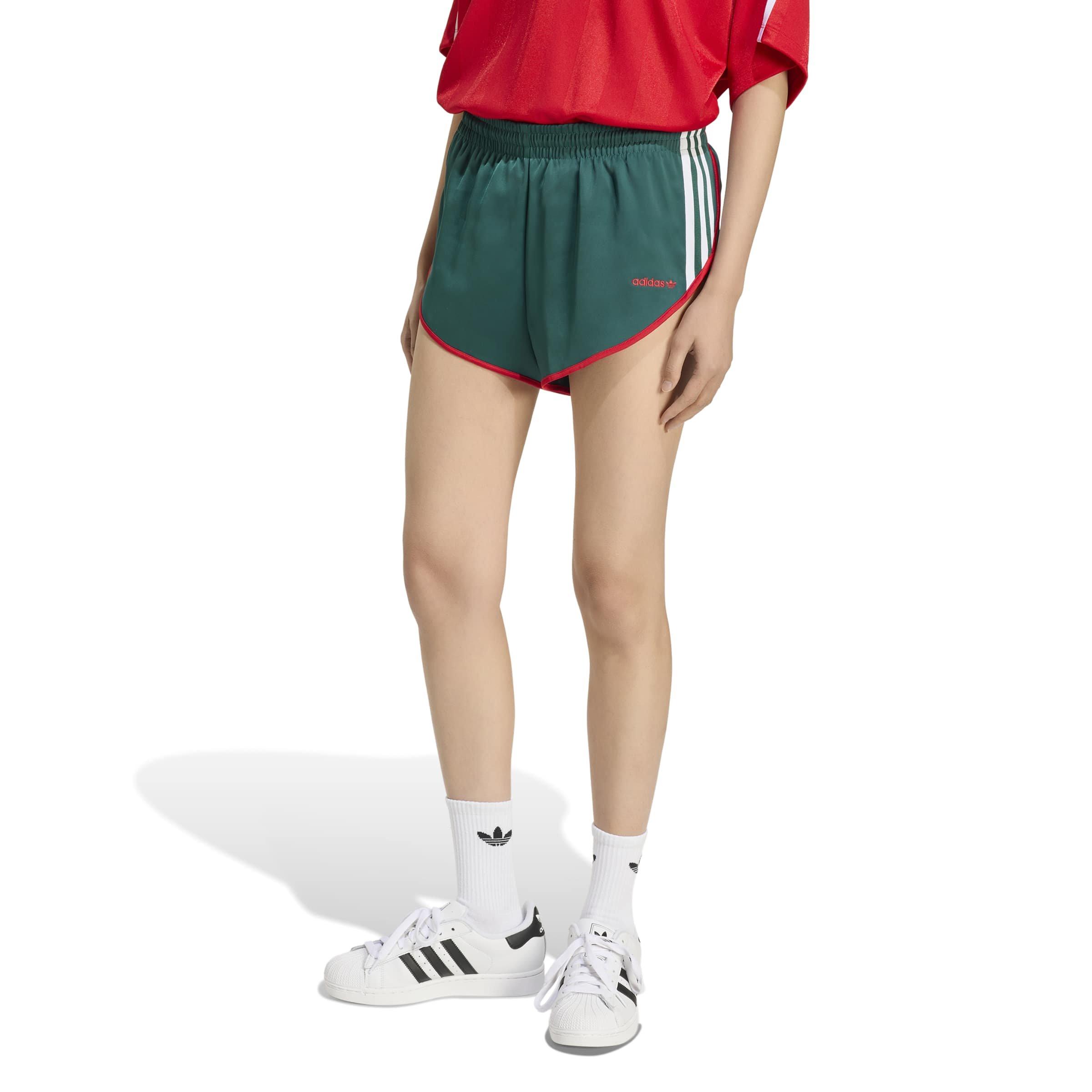 adidas Originals Women's Satin Shorts - Green - GREEN Thumbnail View 1