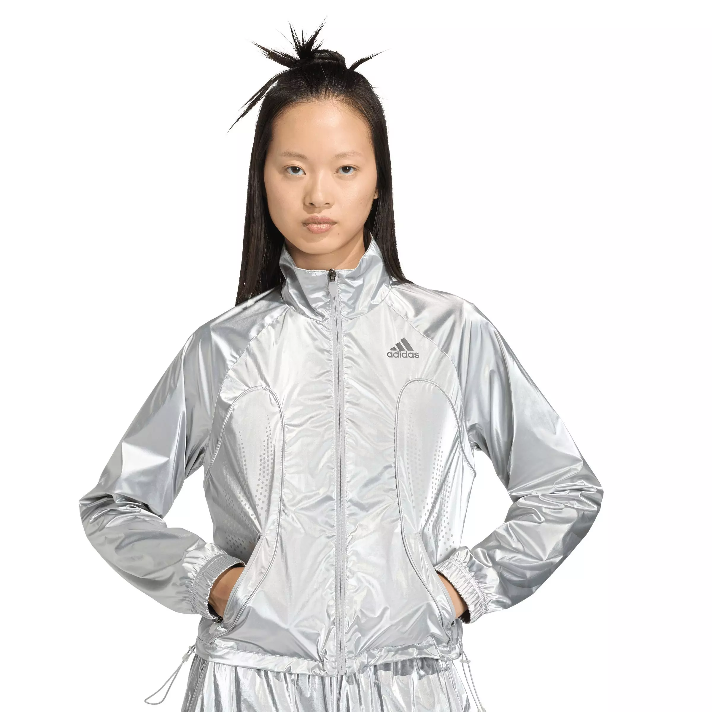 adidas Women's Track Top - Metallic Silver - SILVER