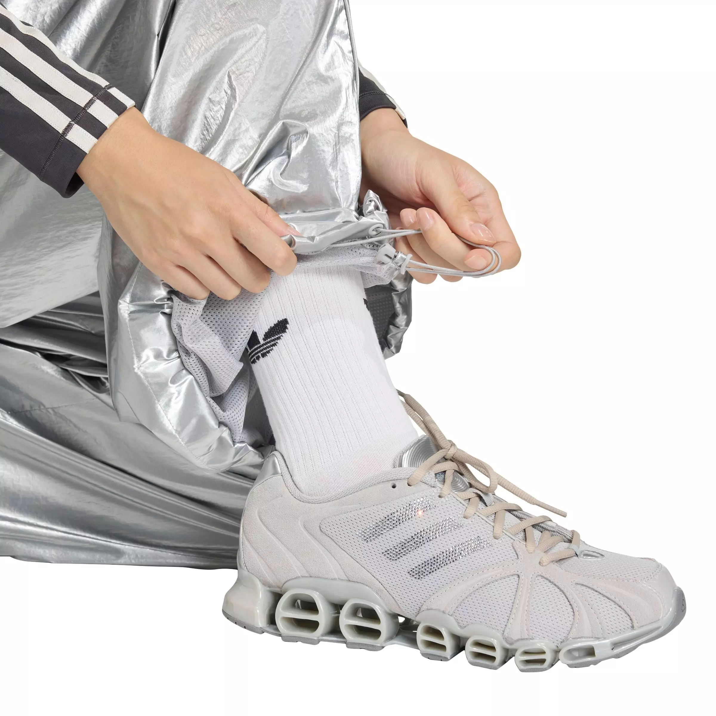 adidas Women's Trackpants - Metallic Silver - SILVER