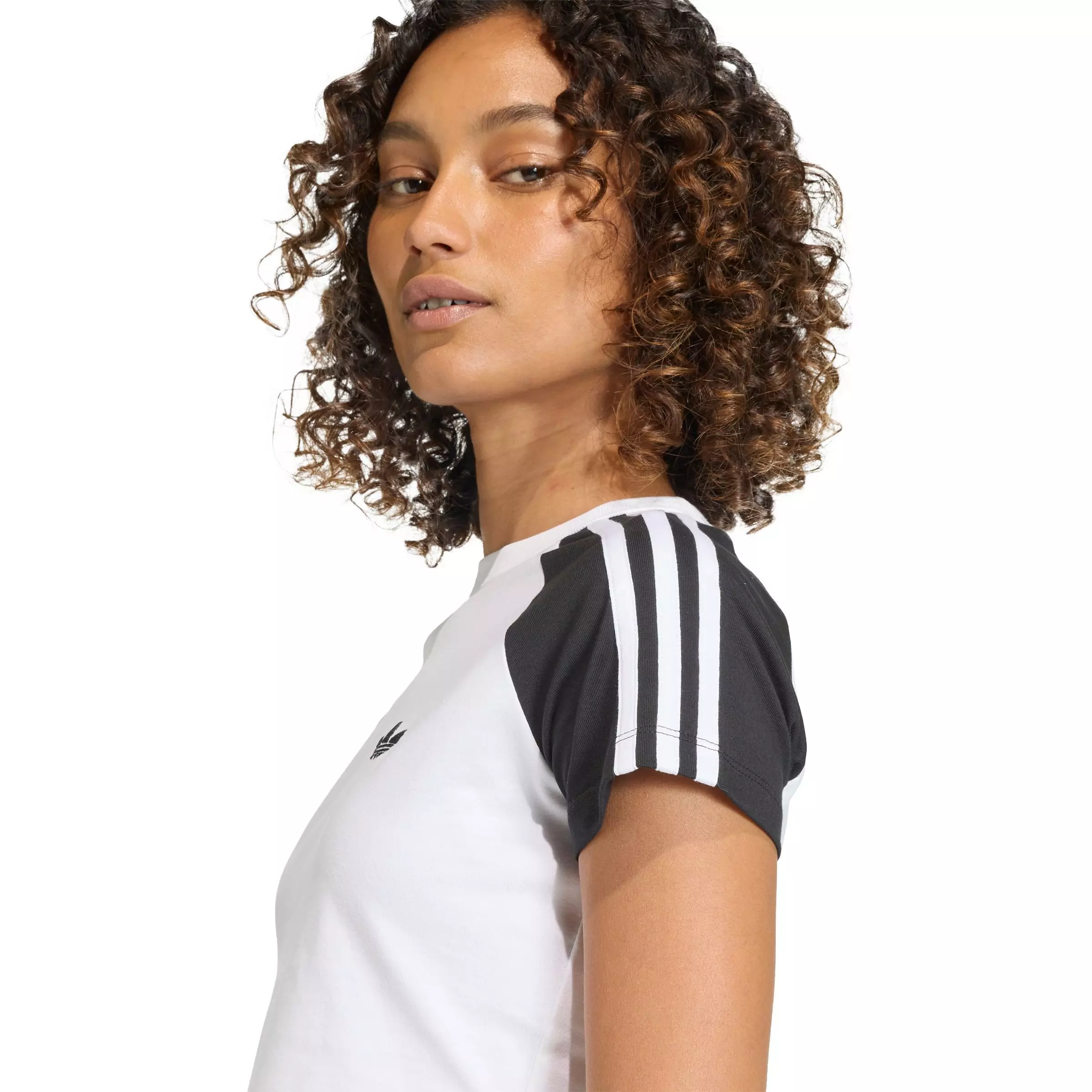 adidas Originals Women's SST 3-Stripes Baby Tee - WHITE/BLACK