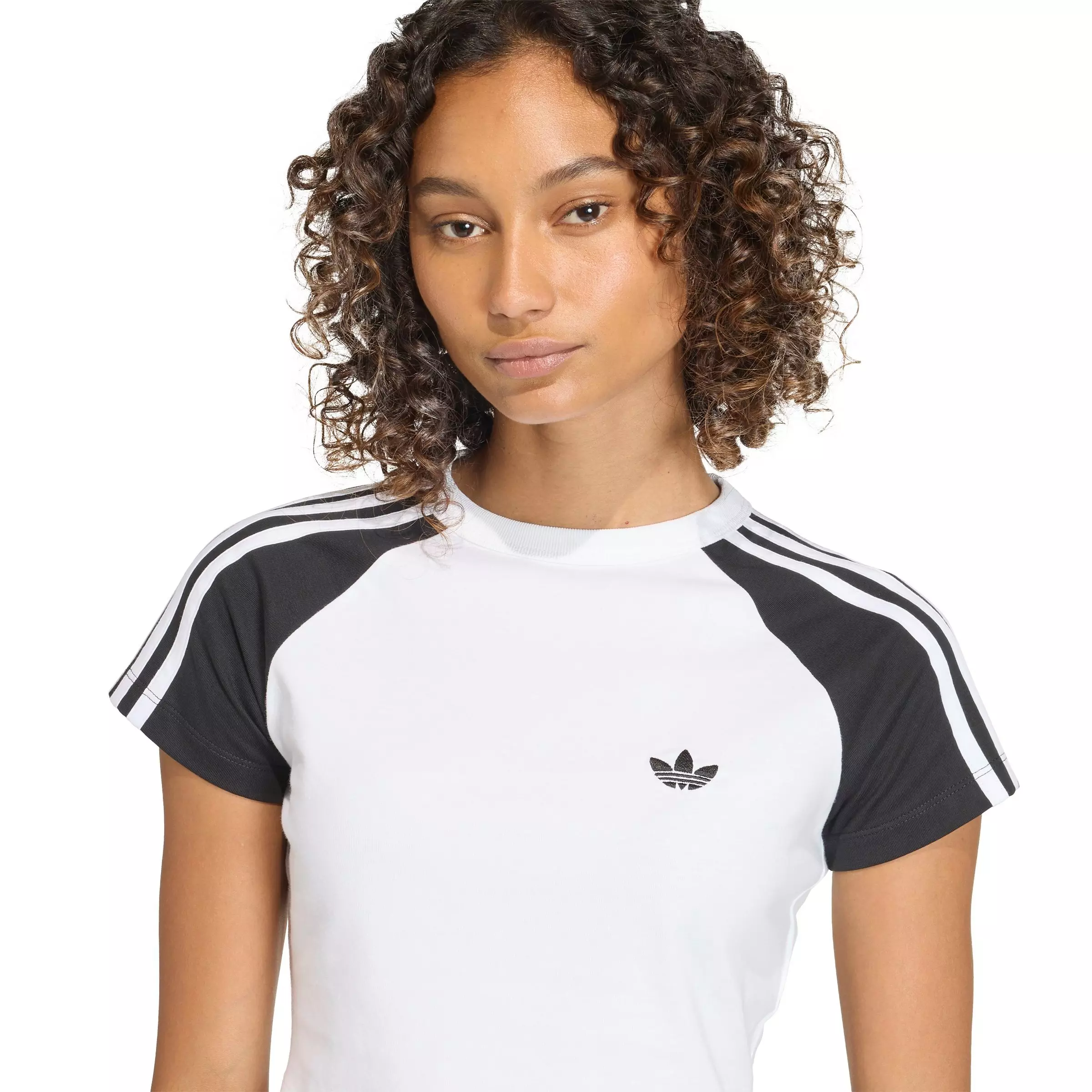adidas Originals Women's SST 3-Stripes Baby Tee - WHITE/BLACK