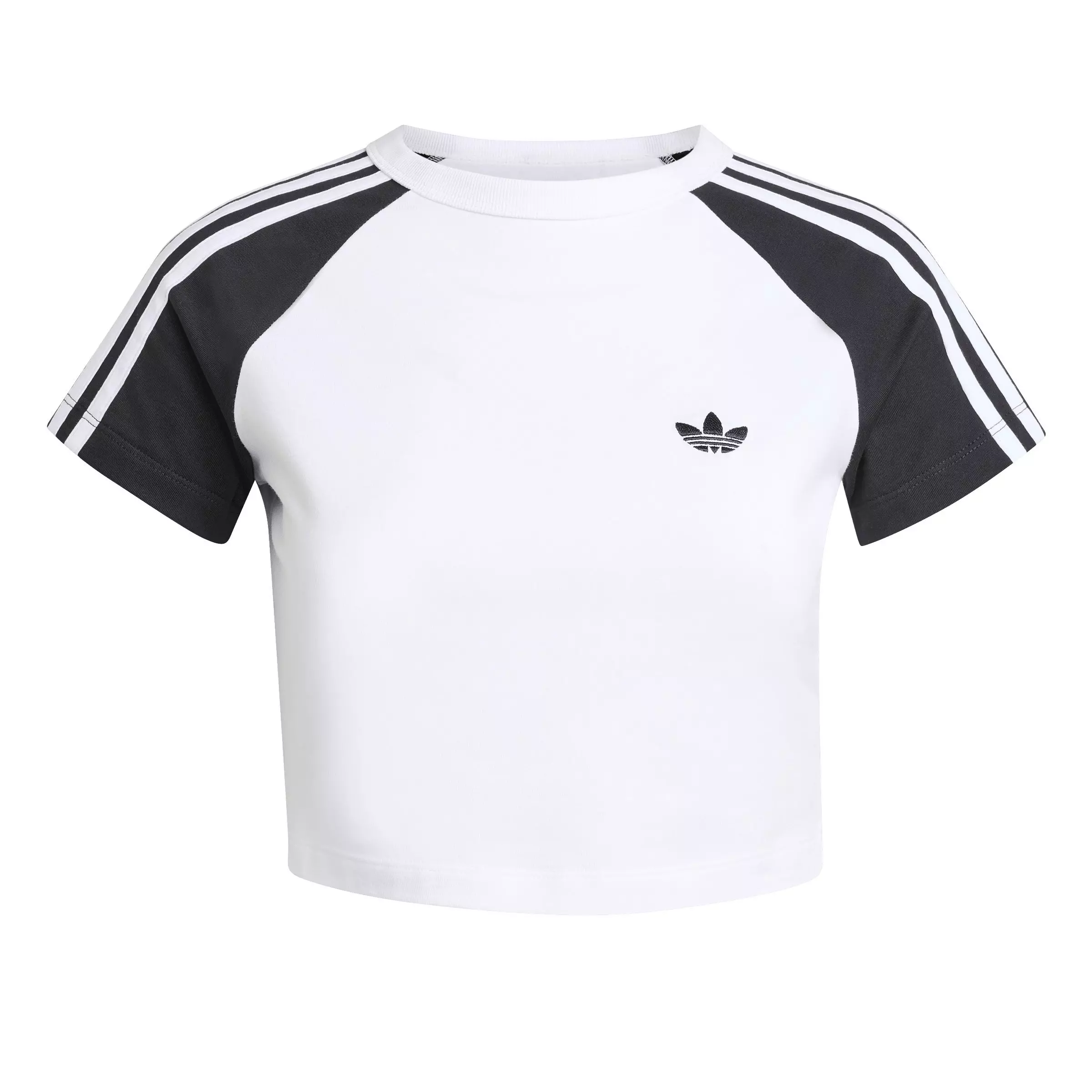 adidas Originals Women's SST 3-Stripes Baby Tee - WHITE/BLACK