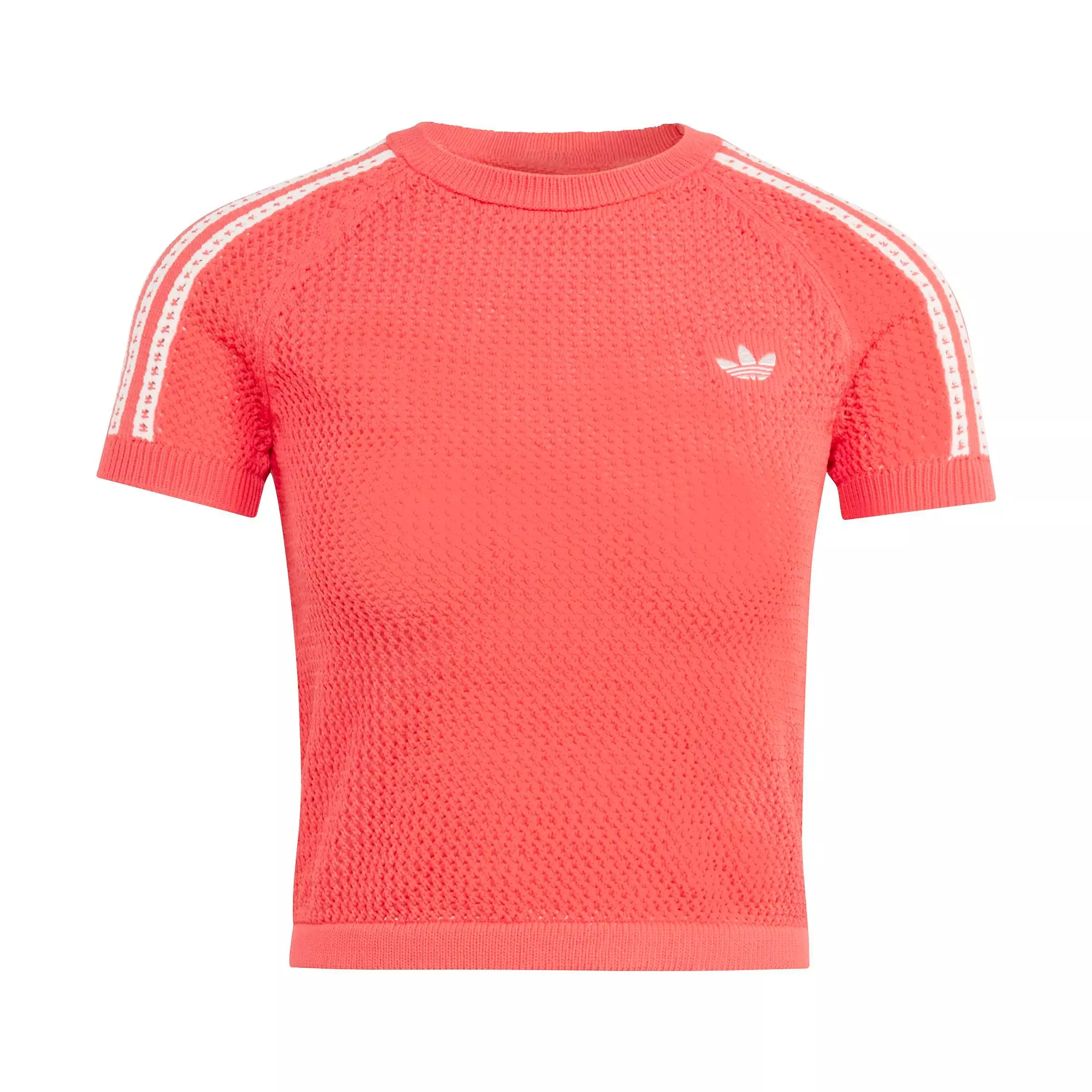 adidas Originals Women's Knitted Crochet Cali Tee - RED/WHITE