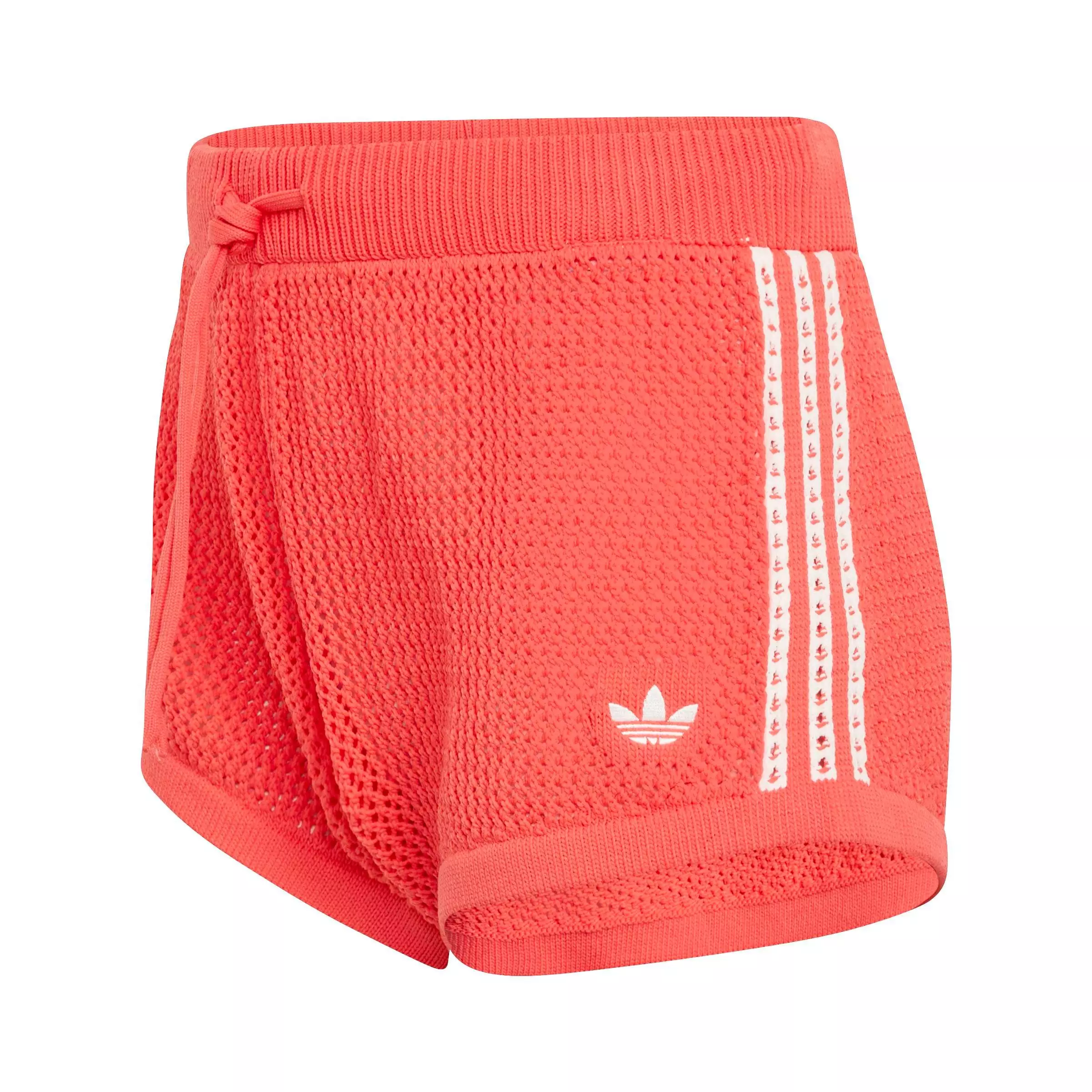 adidas Originals Women's Knitted Crochet Shorts - RED/WHITE