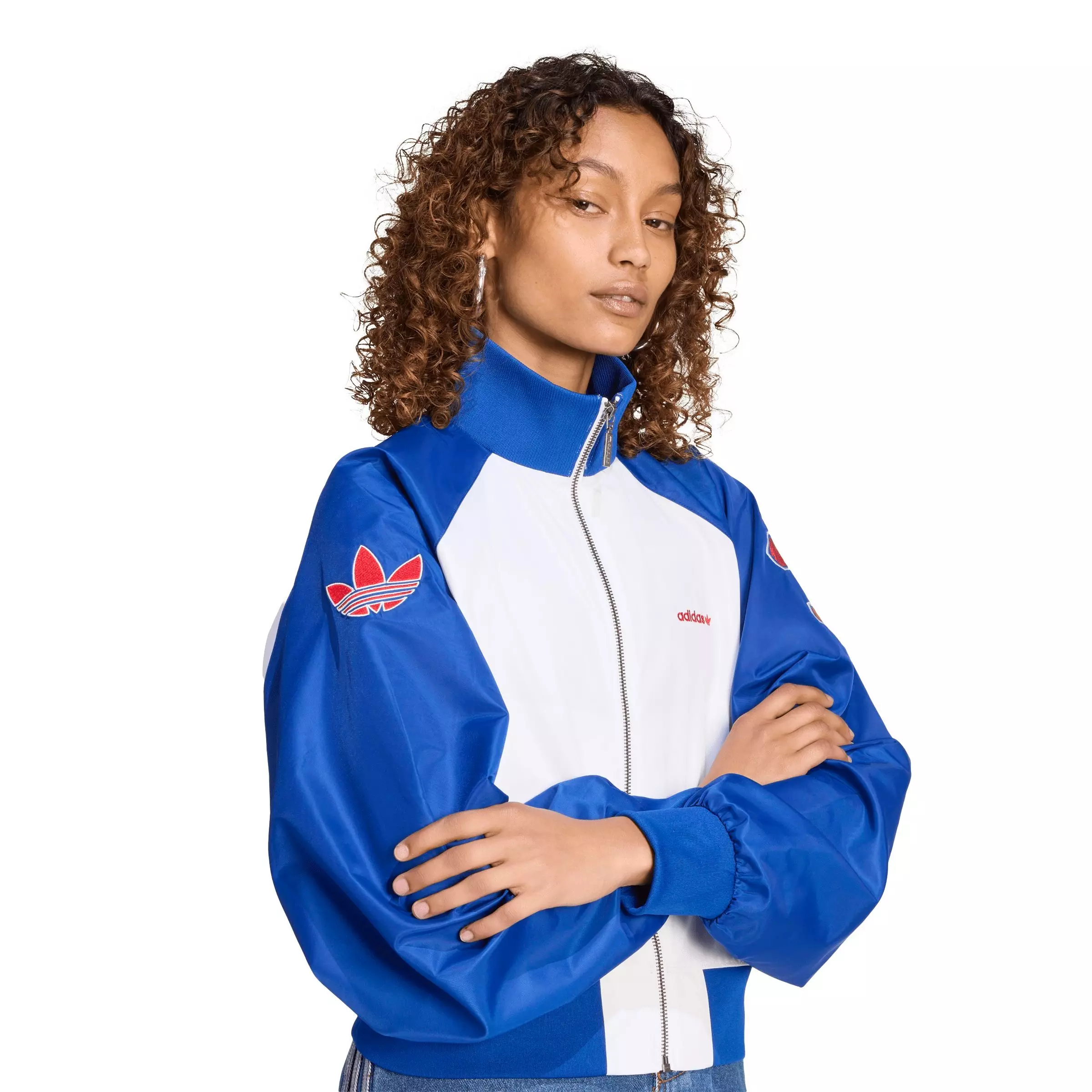 adidas Originals Women's SST Varsity Bomber Jacket - WHITE/BLUE
