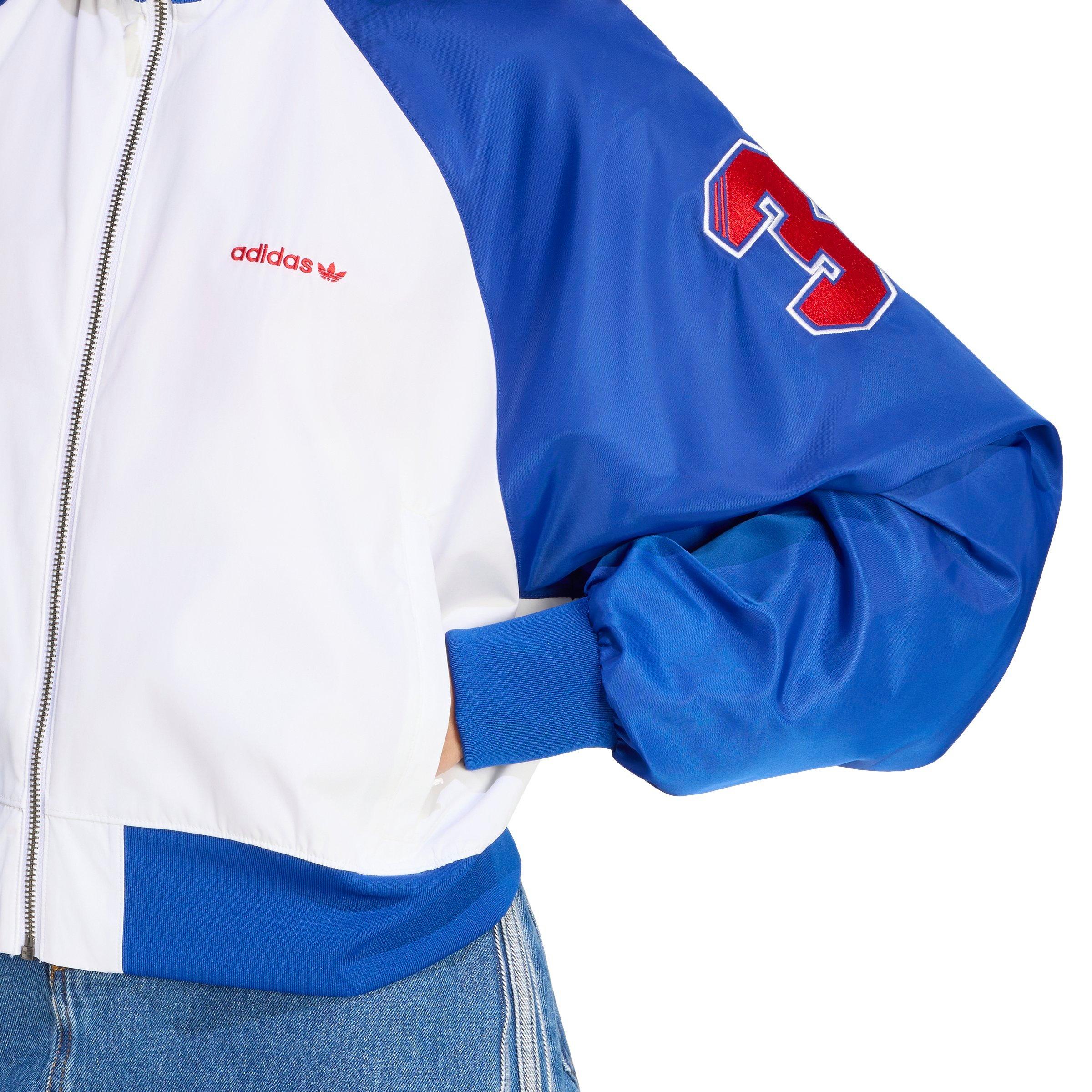 adidas Originals Women's SST Varsity Bomber Jacket - WHITE/BLUE Thumbnail View 4