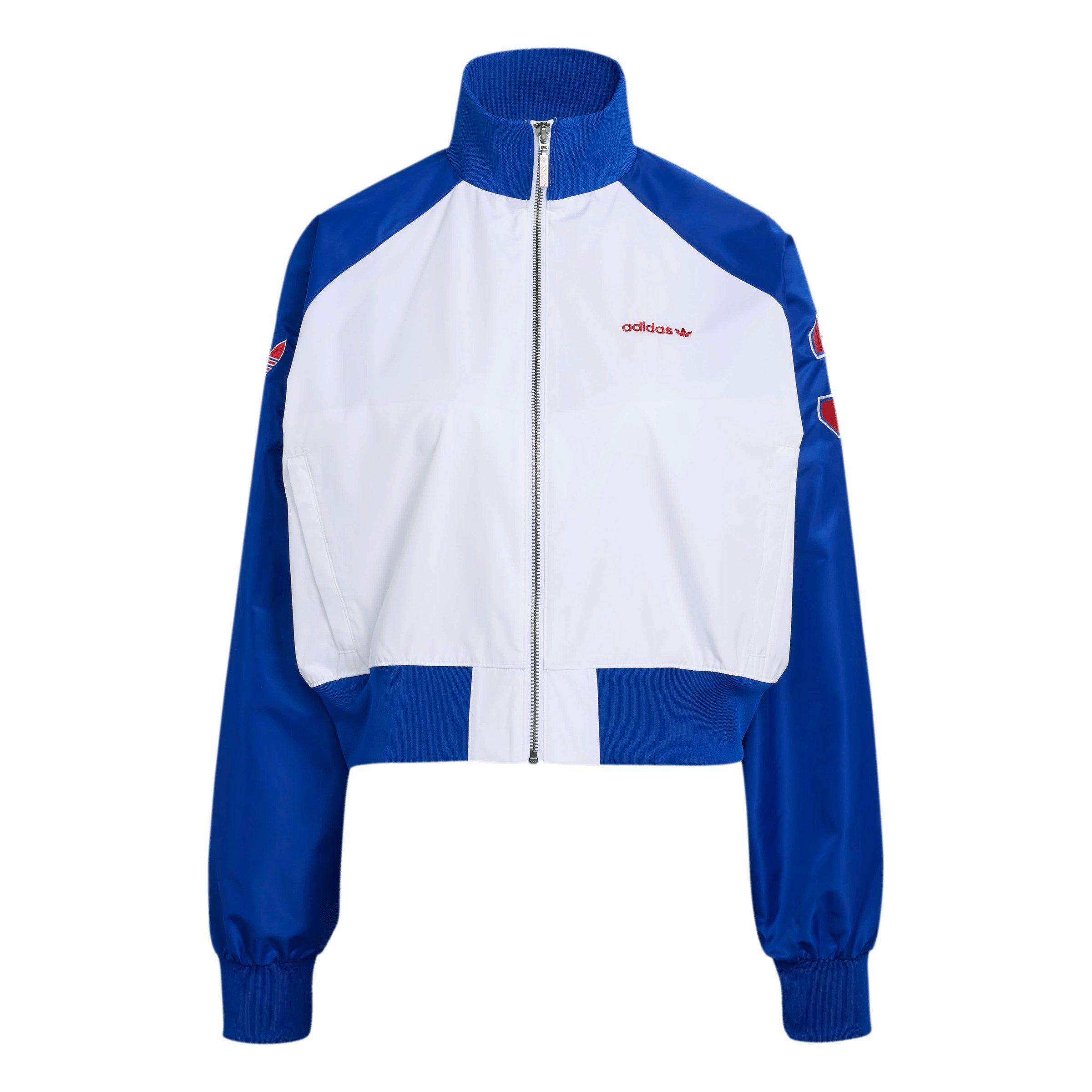 adidas Originals Women's SST Varsity Bomber Jacket - WHITE/BLUE Thumbnail View 6