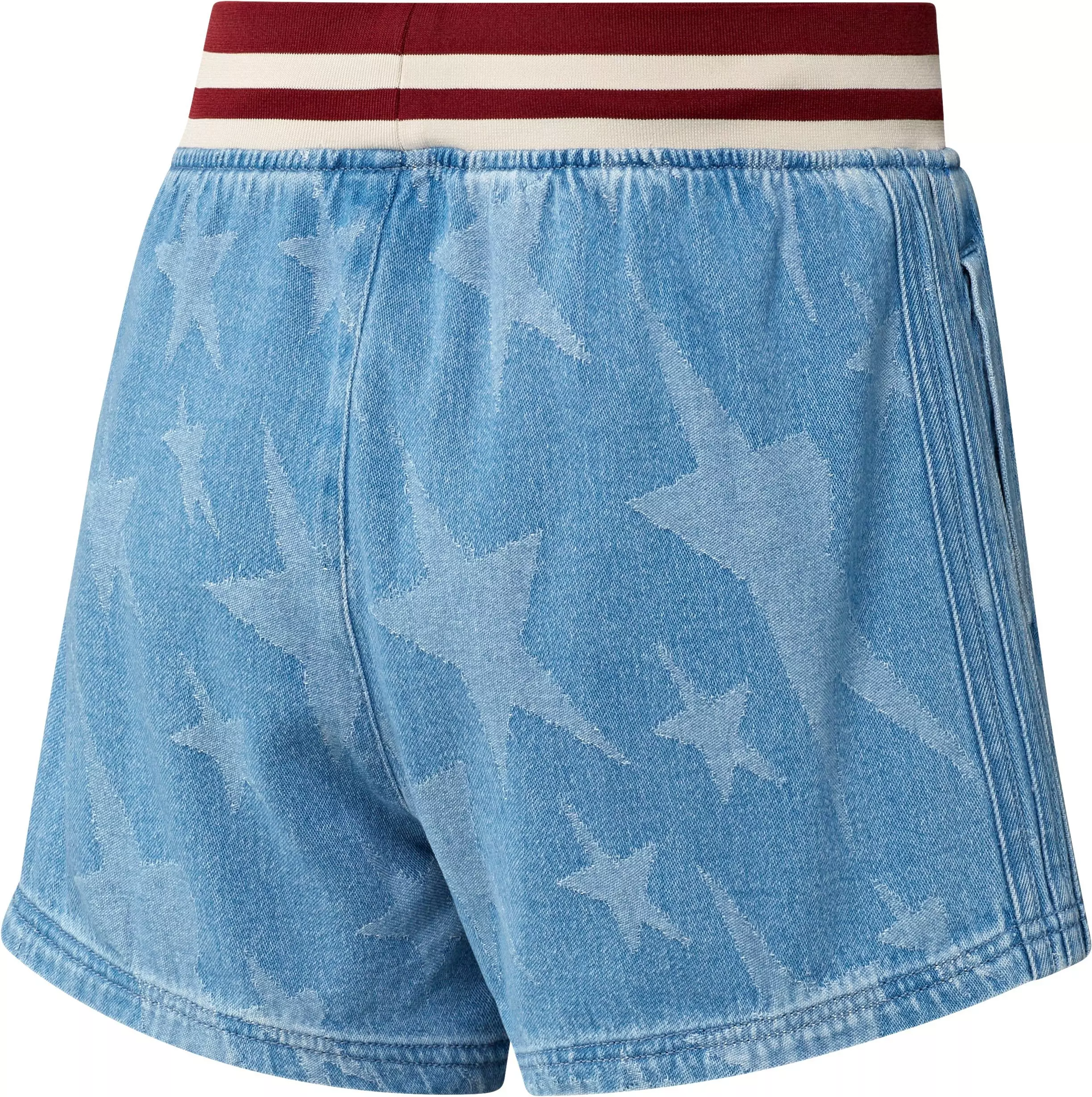 adidas Originals Women's Denim Graphic Varsity Shorts - BLUE