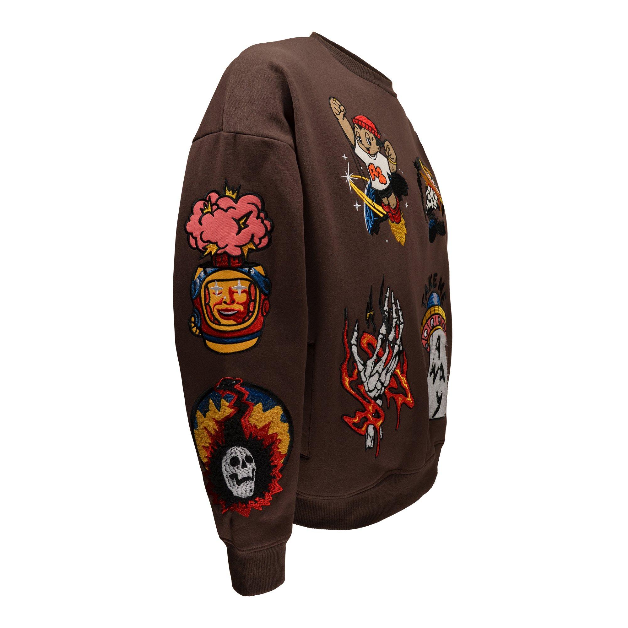 Reason Men's Cash Flow Fleece Crew - Brown - BROWN Thumbnail View 3