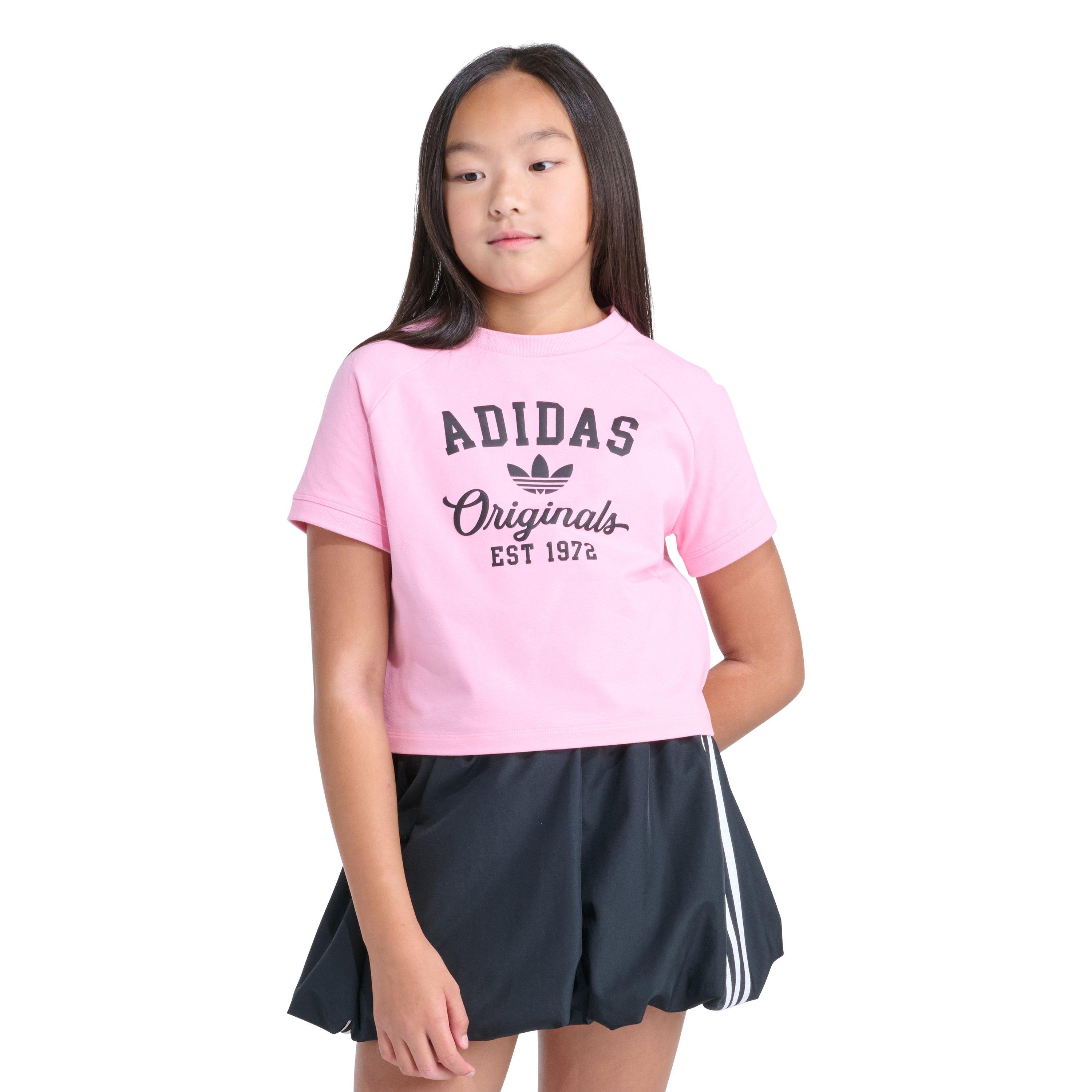 adidas Big Girls' Tight Fit Trefoil Puff Ink Tee - Pink - PINK Thumbnail View 1