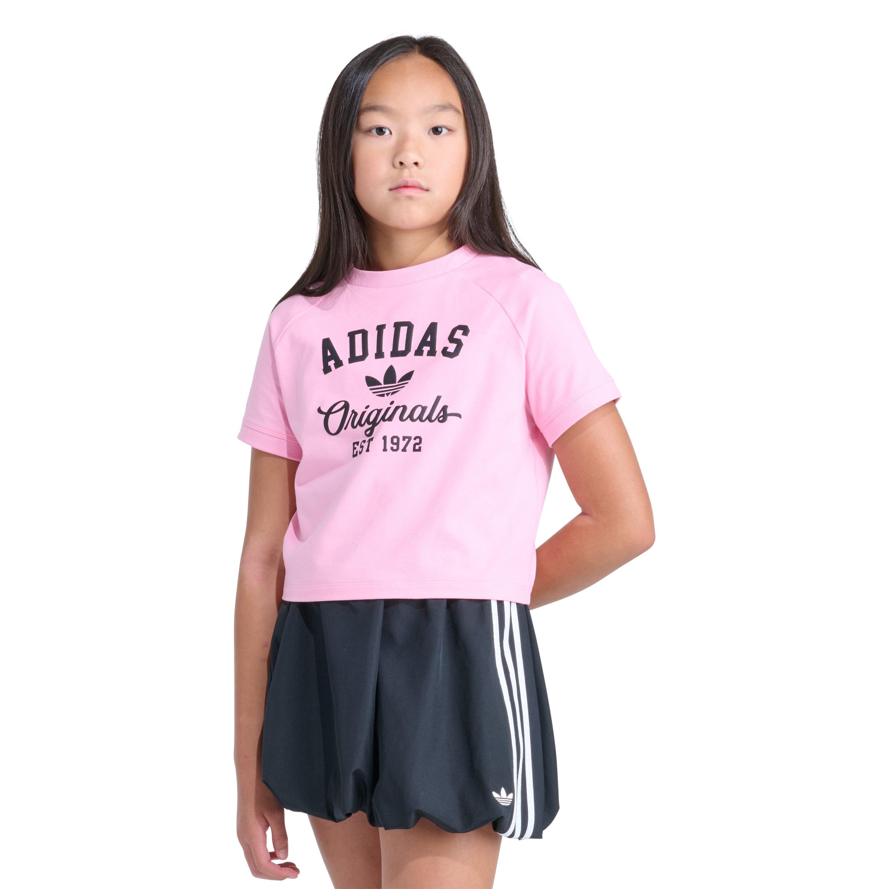 adidas Big Girls' Tight Fit Trefoil Puff Ink Tee - Pink - PINK Thumbnail View 3