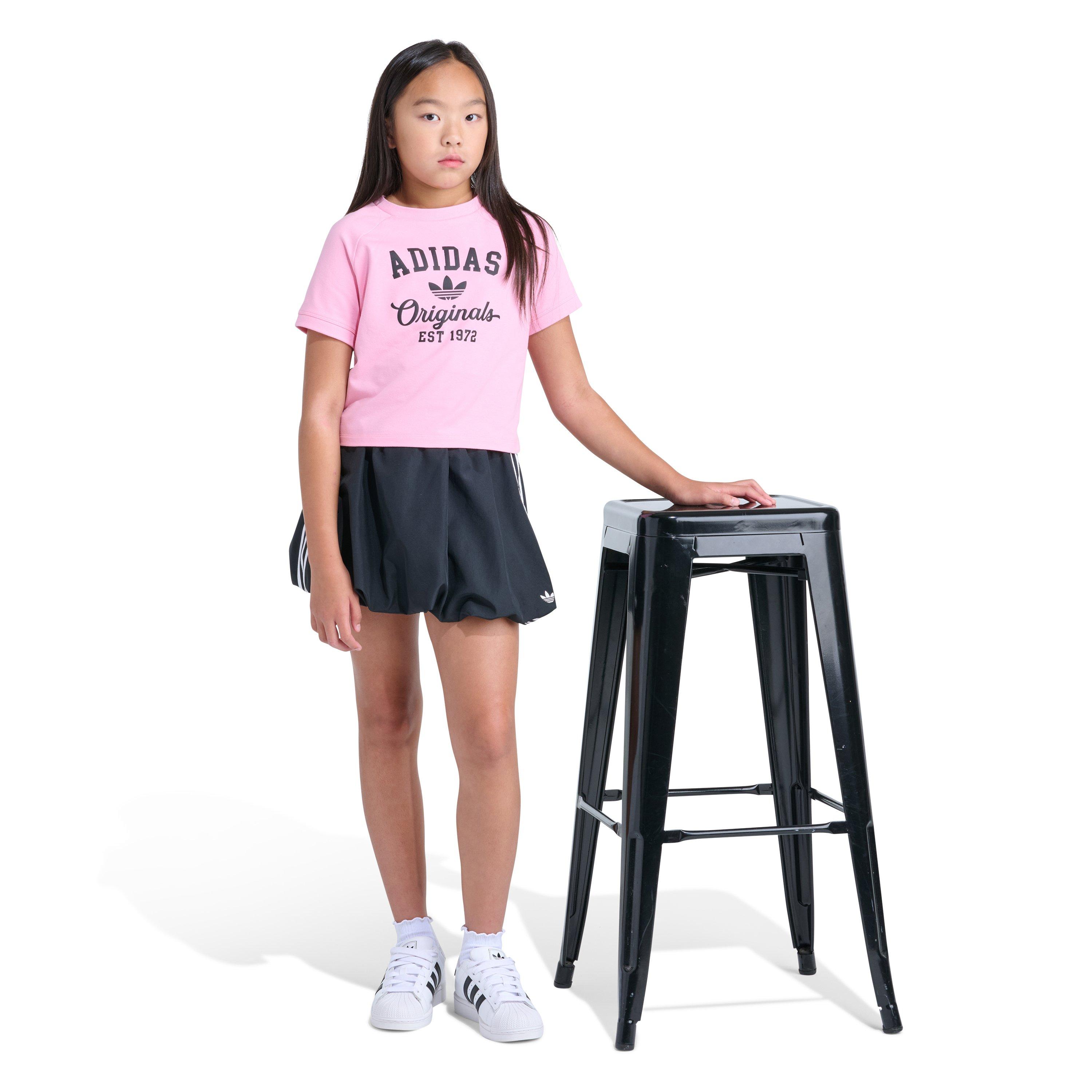 adidas Big Girls' Tight Fit Trefoil Puff Ink Tee - Pink - PINK Thumbnail View 5