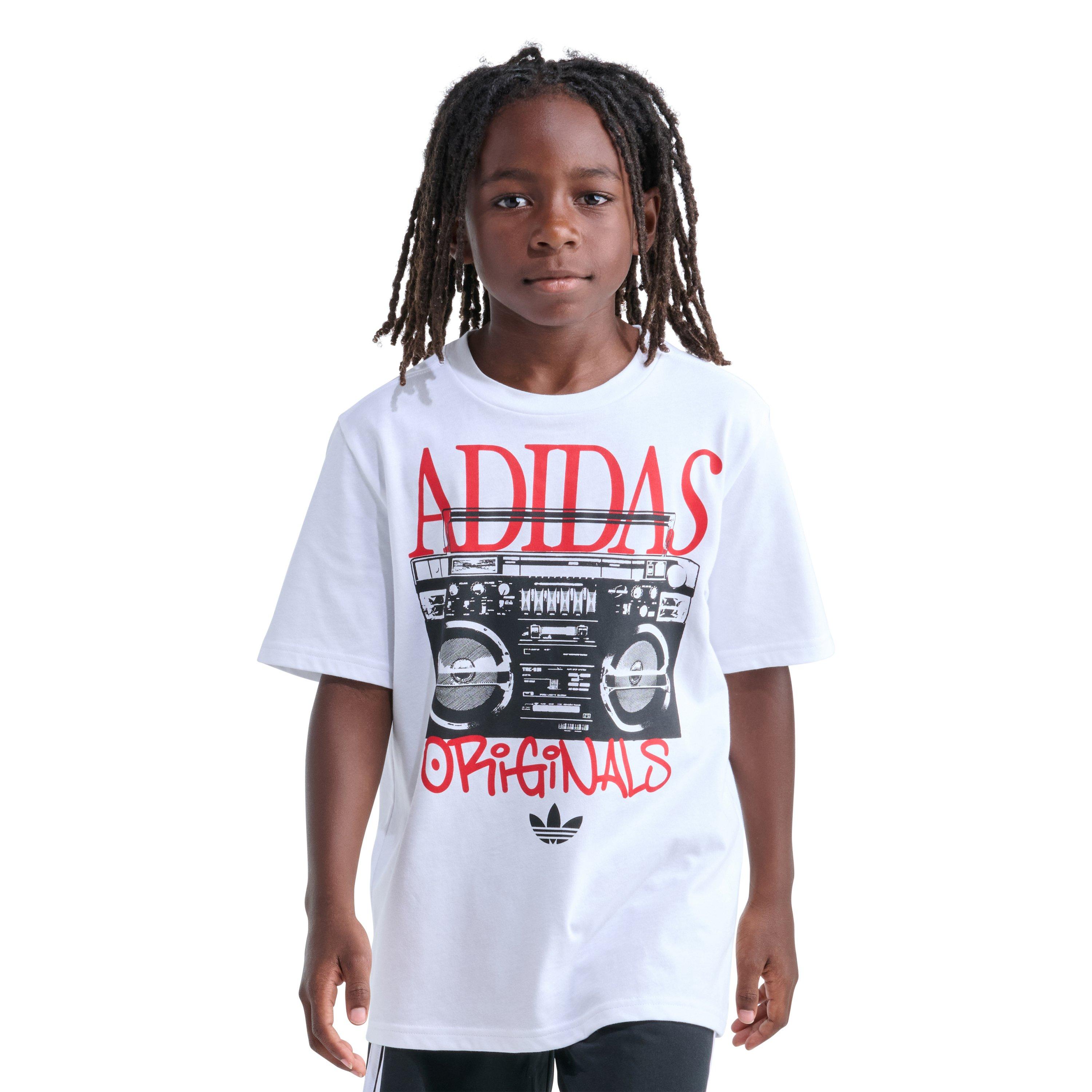 adidas Big Kids' Boom Box Tee - WHITE/RED Thumbnail View 1