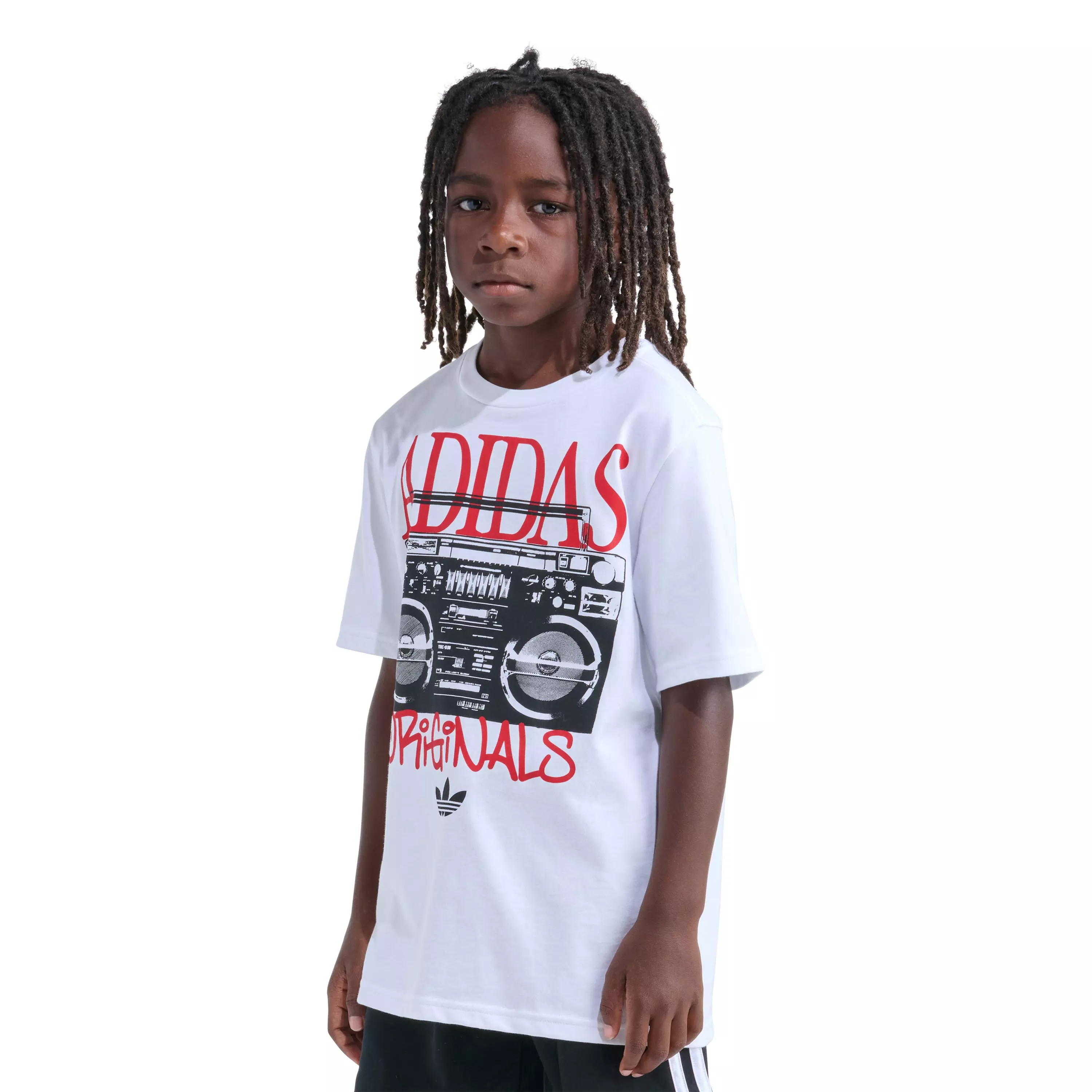 adidas Big Kids' Boom Box Tee - WHITE/RED