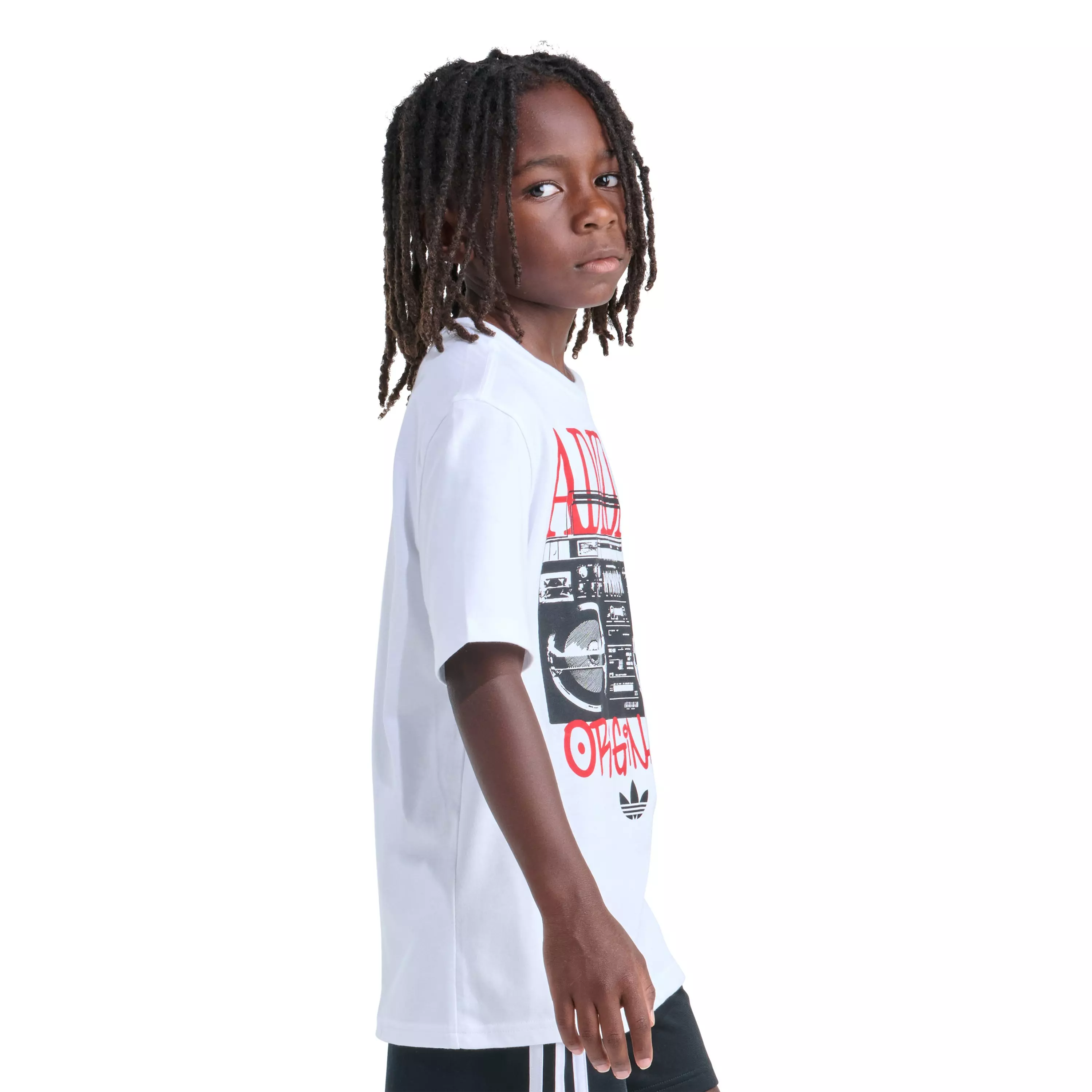 adidas Big Kids' Boom Box Tee - WHITE/RED