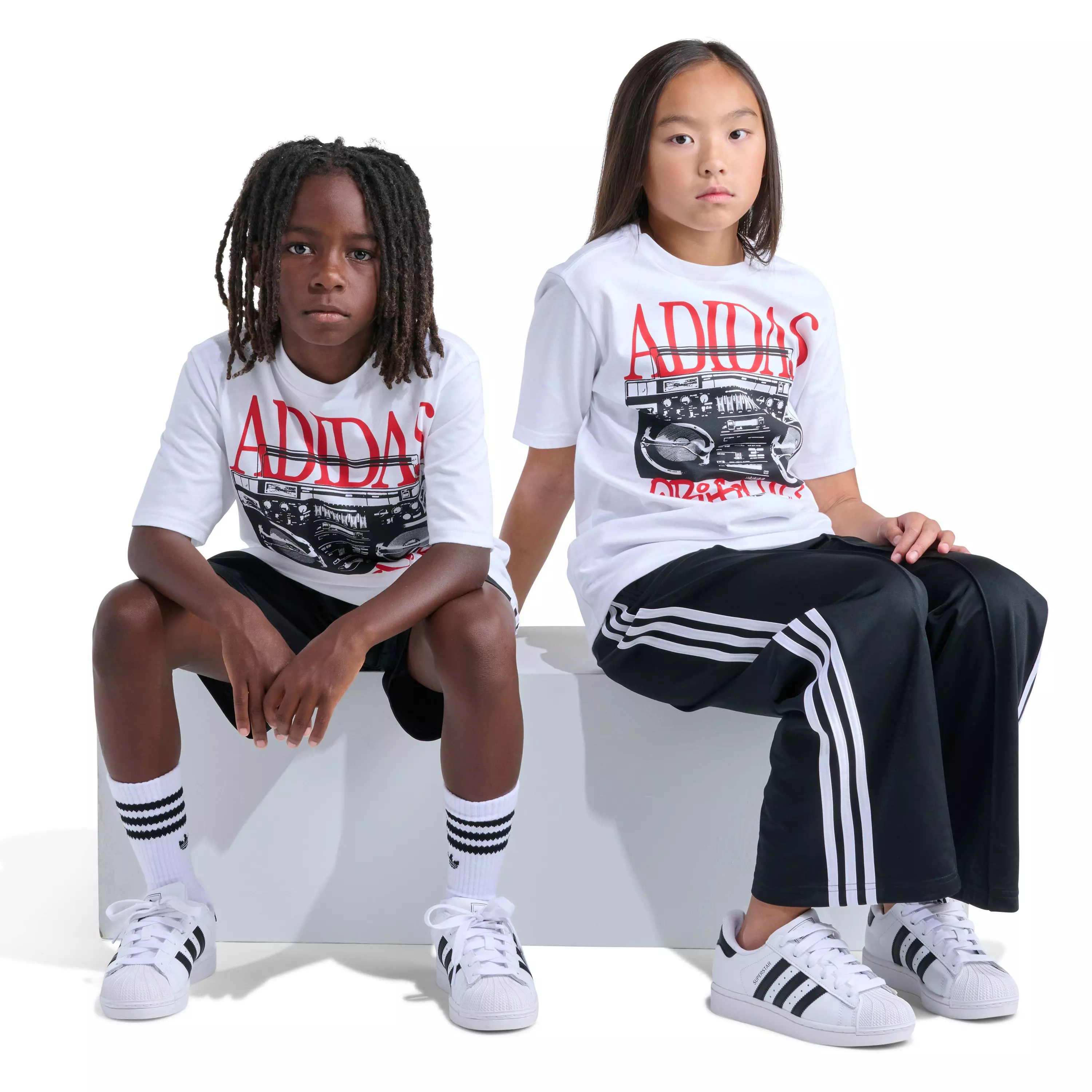 adidas Big Kids' Boom Box Tee - WHITE/RED