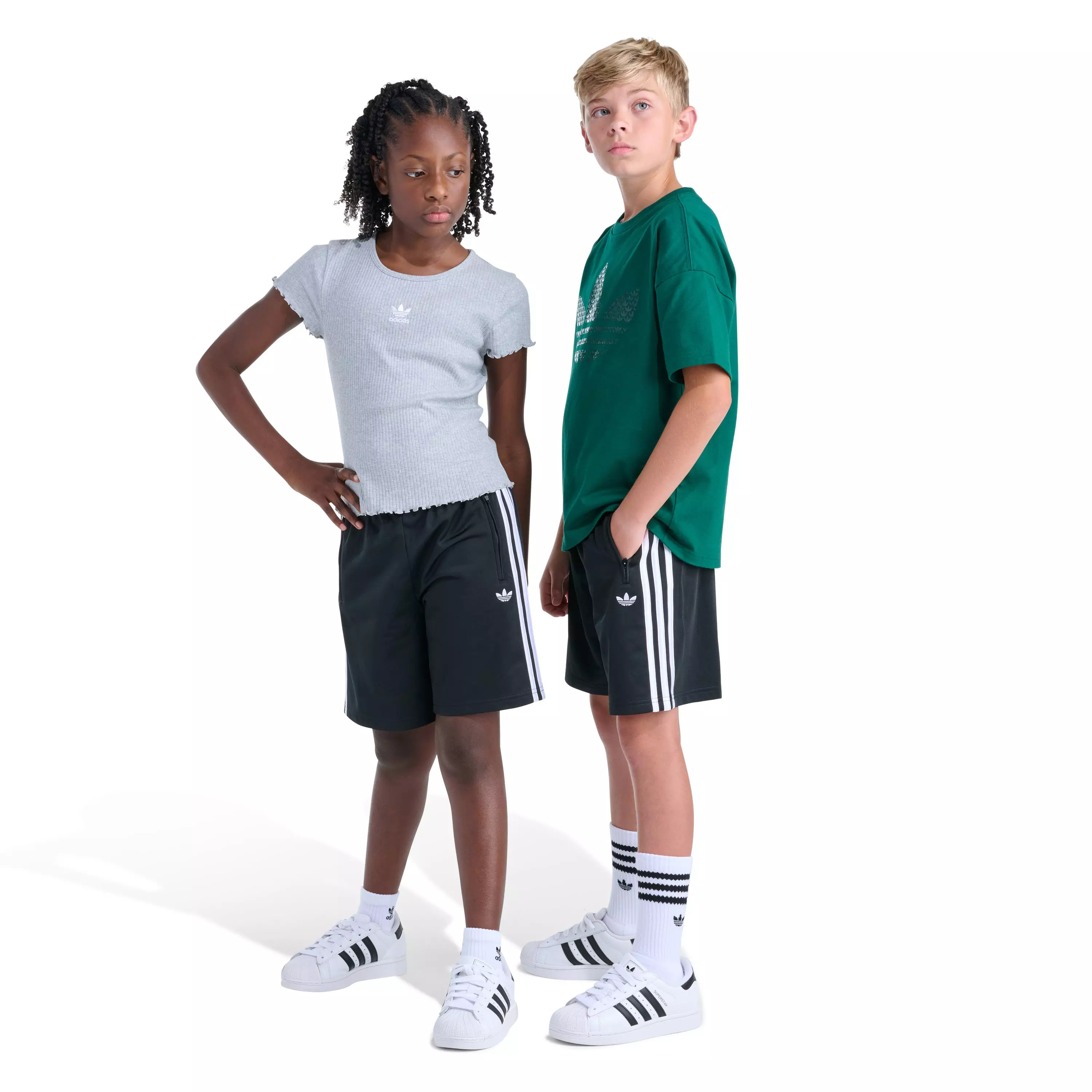 adidas Big Boys' Tricot Firebird Shorts - BLACK/WHITE