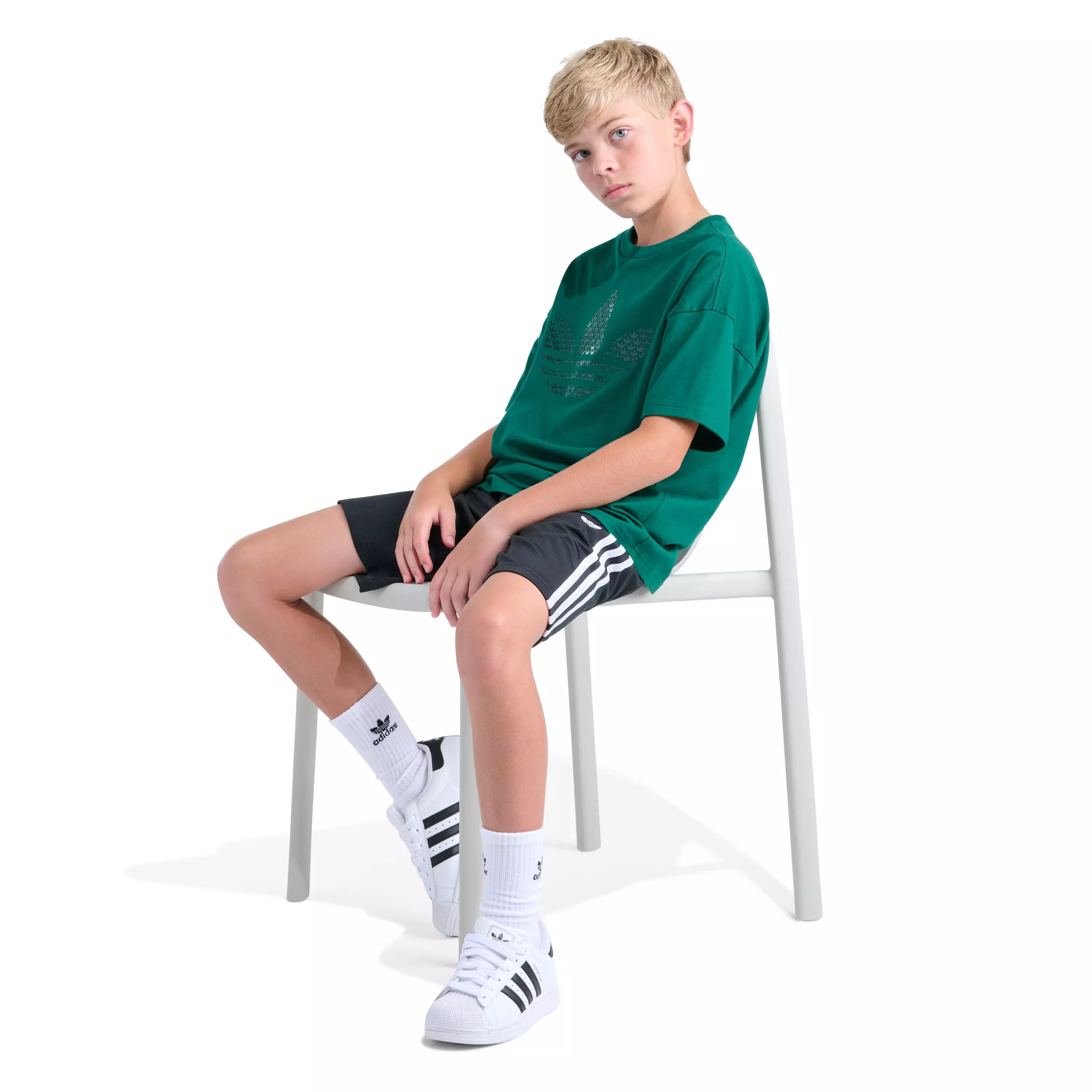 adidas Big Boys' Tricot Firebird Shorts - BLACK/WHITE