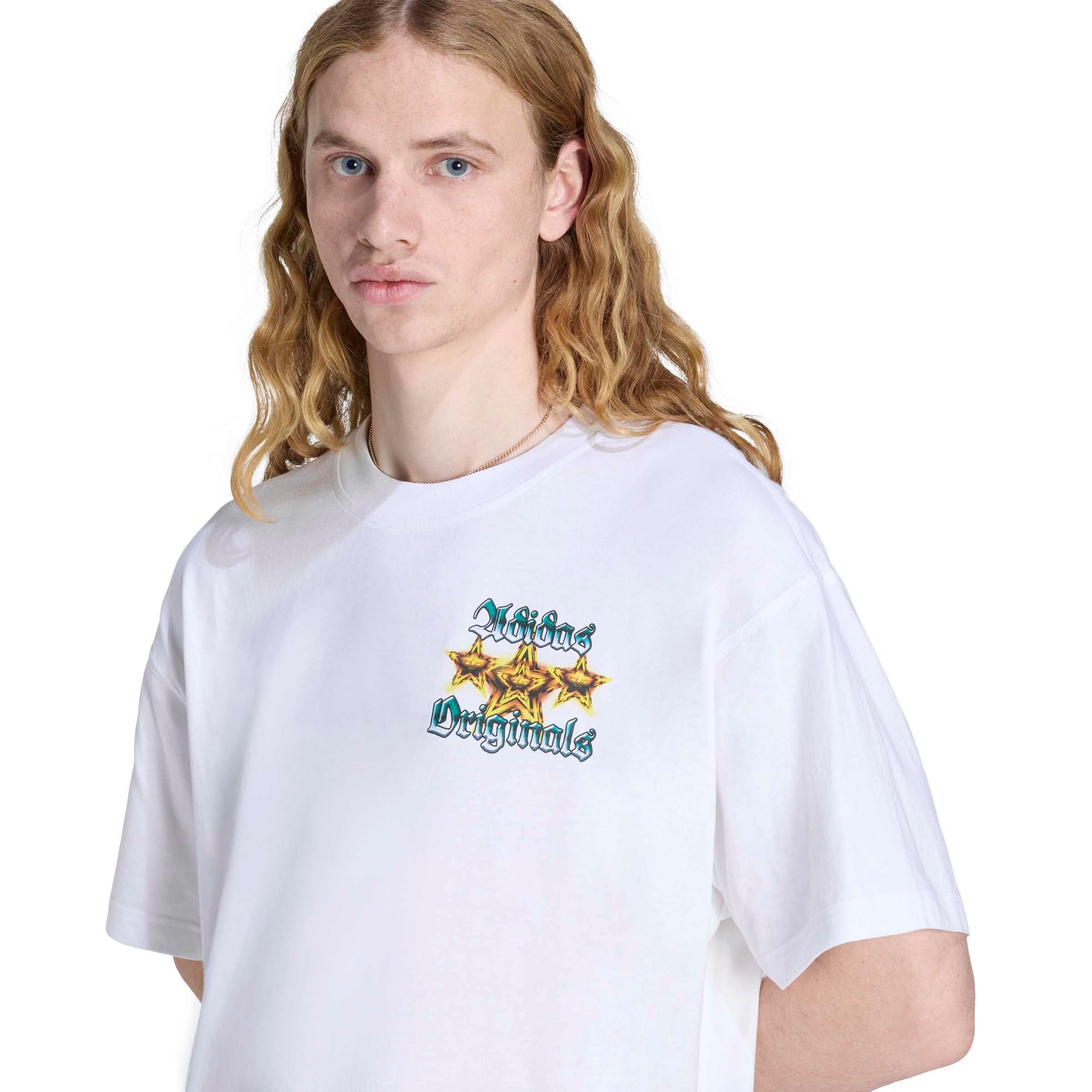 adidas Men's Triple Stars Tee Shirt - White/Gold, Size: XXL, Cotton