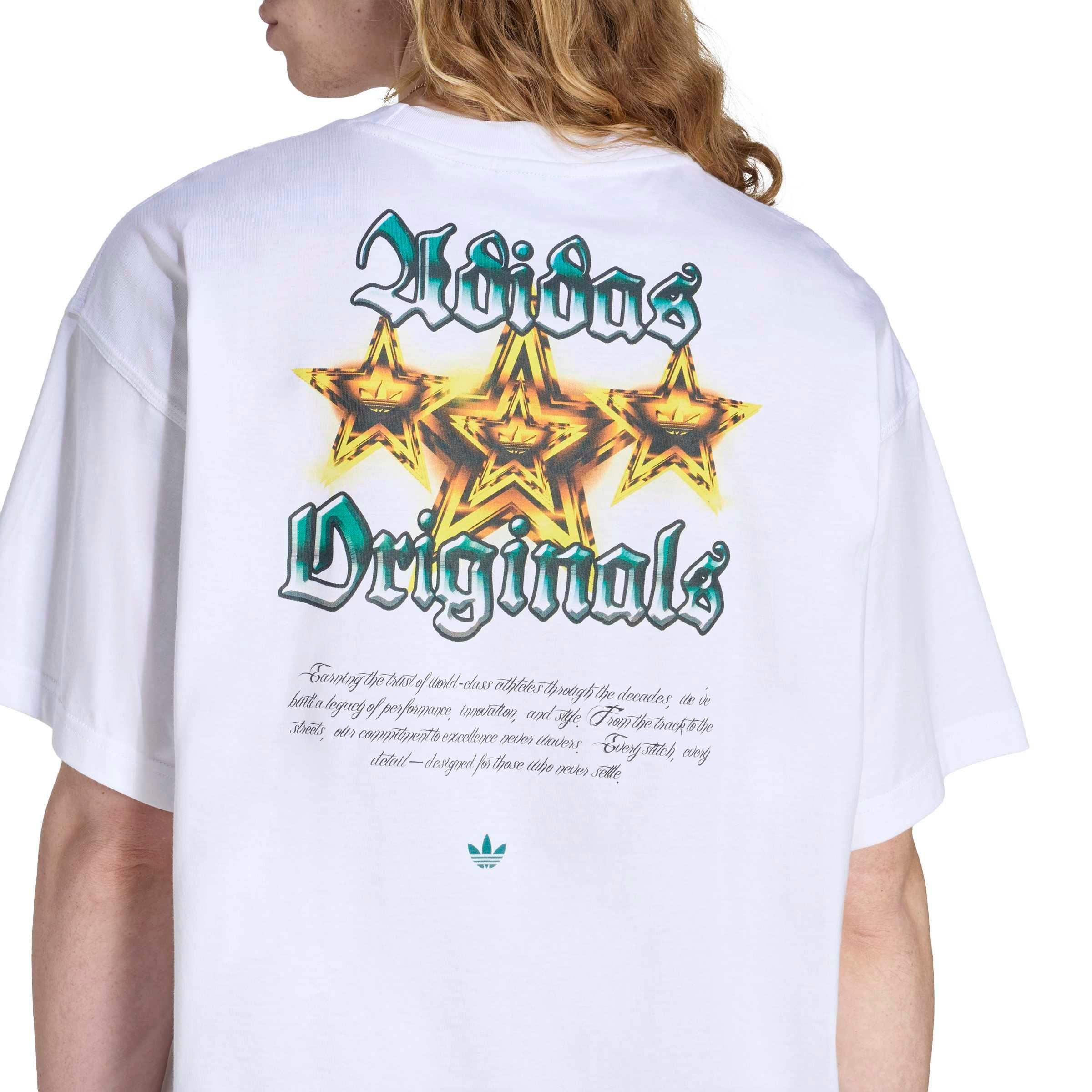 adidas Men's Triple Stars Tee Shirt - White/Gold, Size: XXL, Cotton