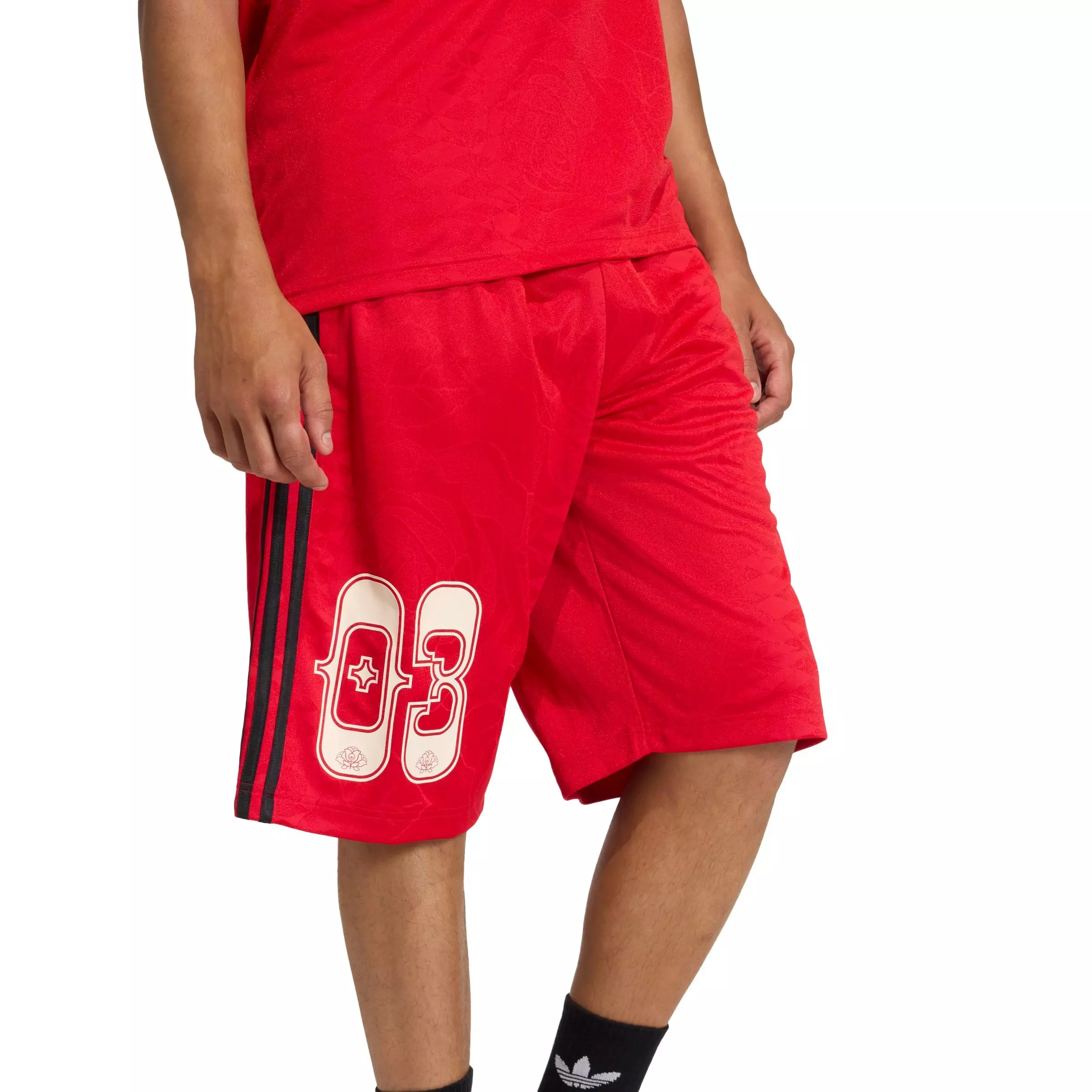 adidas Originals Men's Roses Graphic Shorts - RED/BLACK