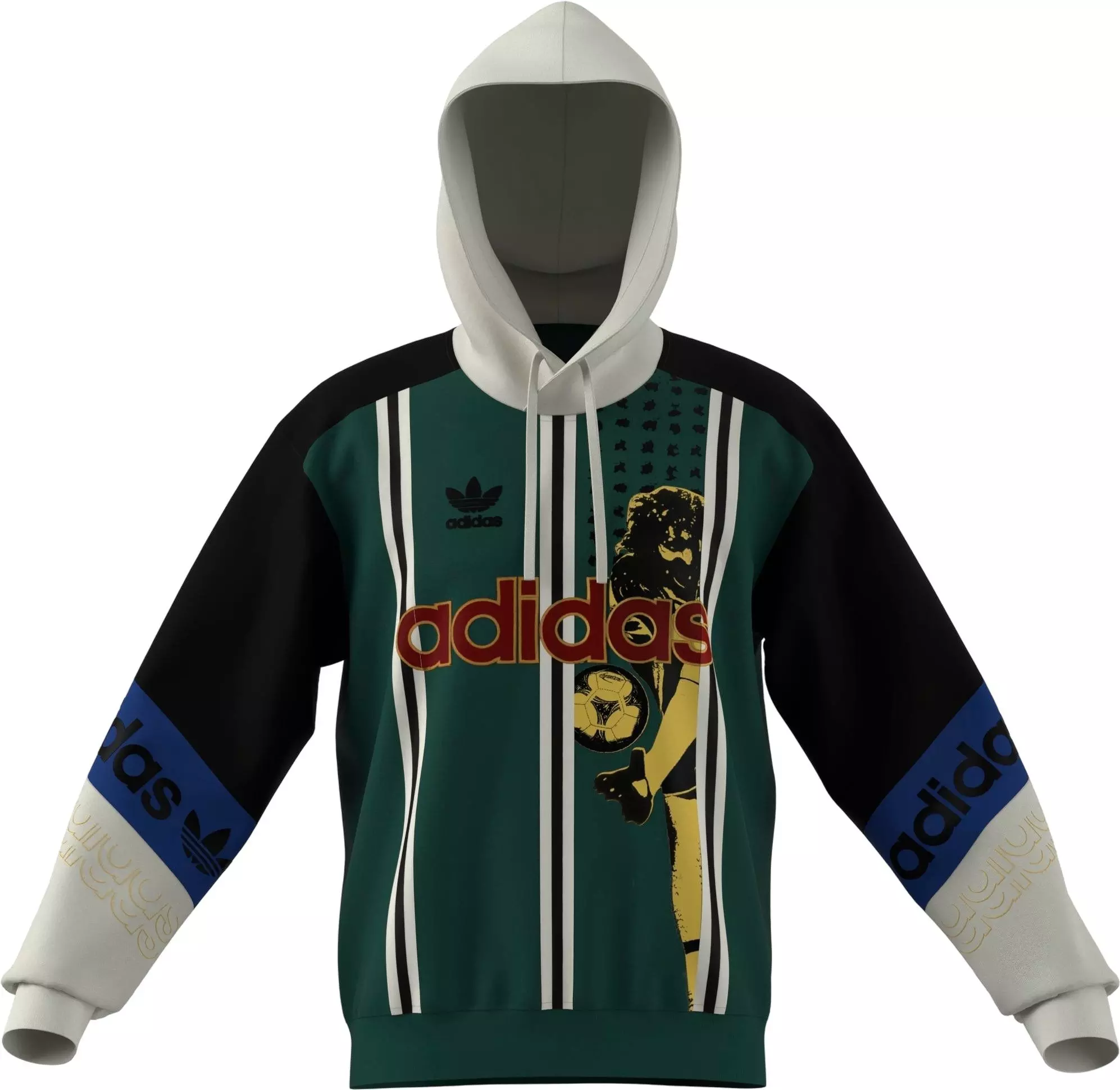 adidas Men's Archive Football Graphic Hoodie - GREEN/BLACK
