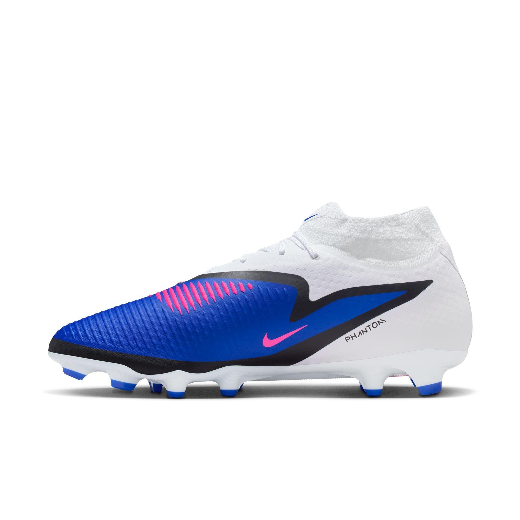 Nike Phantom 6 High Academy MG "Racer Blue/Pink Blast/White" Men's Soccer Cleat - BLUE/PINK Thumbnail View 4
