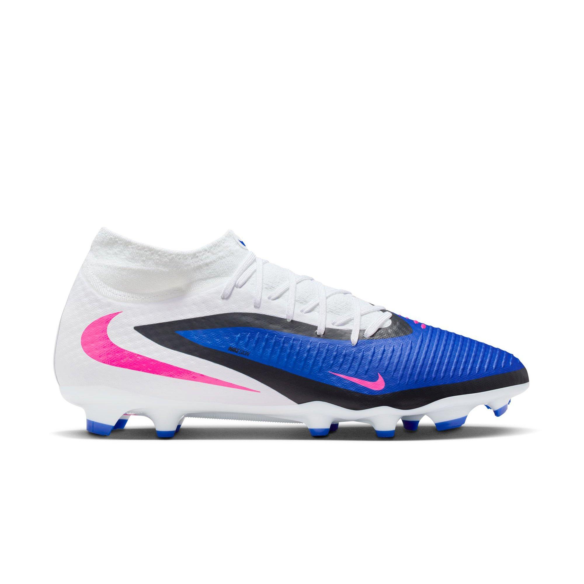 Nike Phantom 6 High Academy MG "Racer Blue/Pink Blast/White" Men's Soccer Cleat - BLUE/PINK Thumbnail View 1
