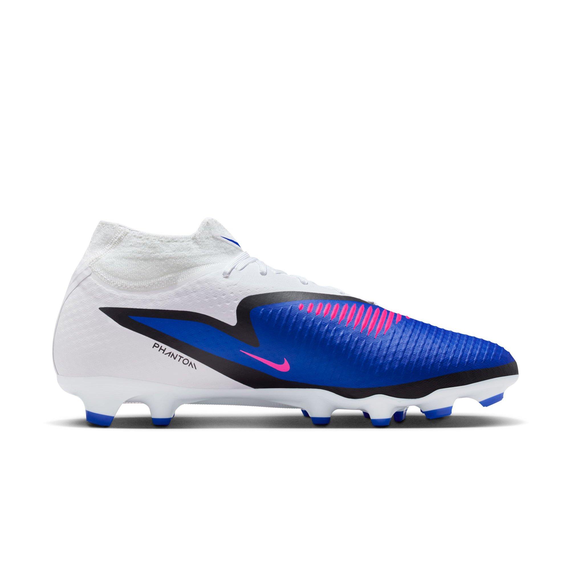 Nike Phantom 6 High Academy MG "Racer Blue/Pink Blast/White" Men's Soccer Cleat - BLUE/PINK Thumbnail View 2
