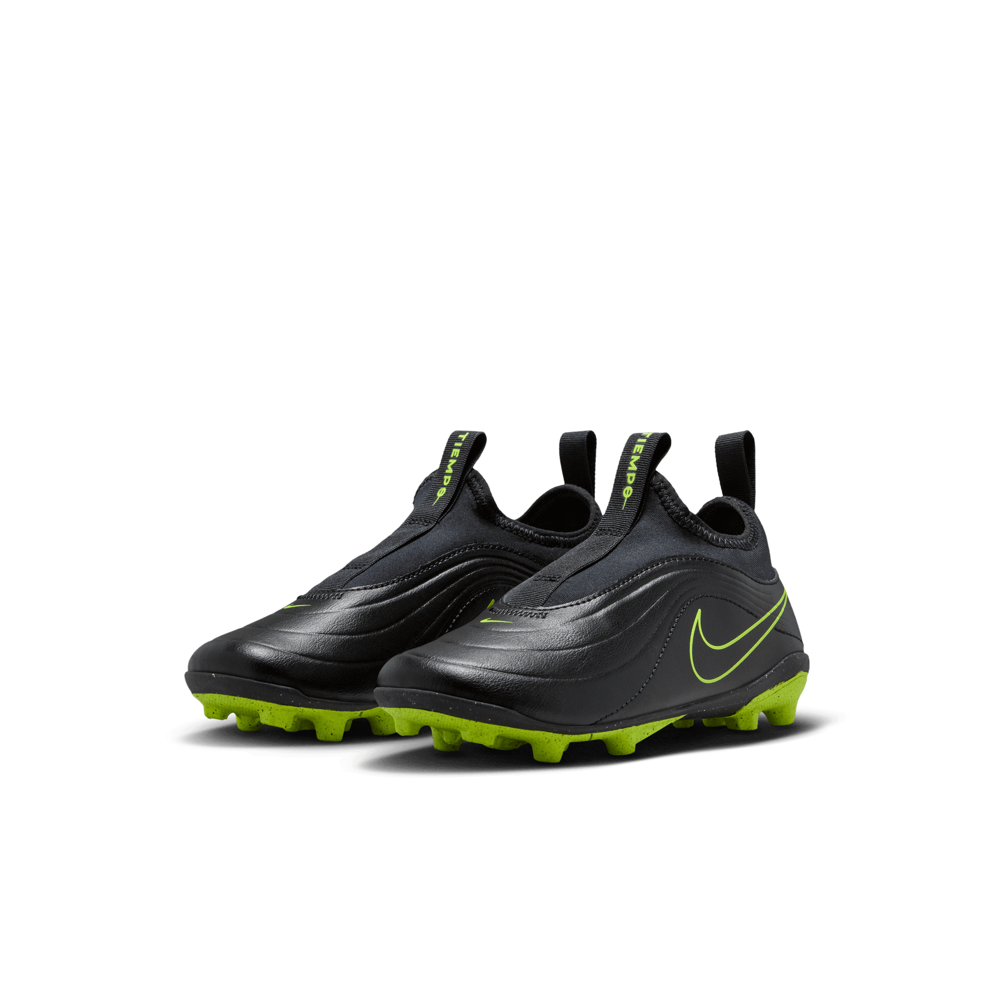 Nike Jr. Tiempo Maestro Club MG Preschool Kids' "Black/Volt" Soccer Cleat