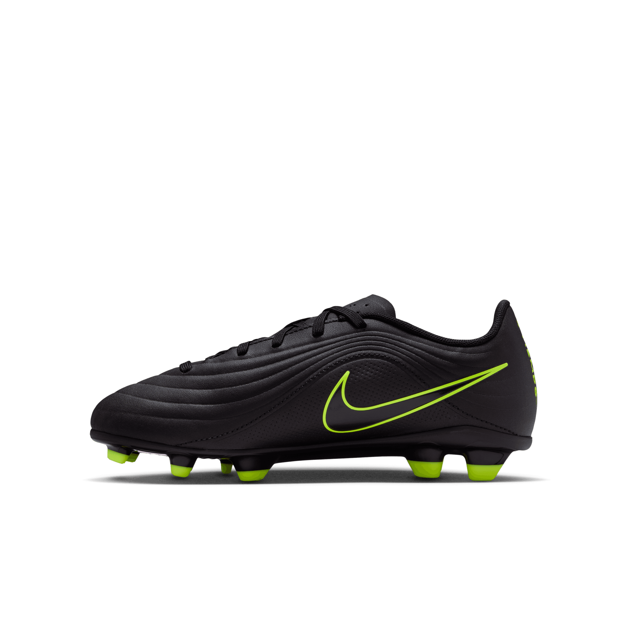 Nike Jr. Tiempo Maestro Club MG Low-Top "Black/Volt" Preschool Kids' Cleat - BLACK/VOLT Thumbnail View 4