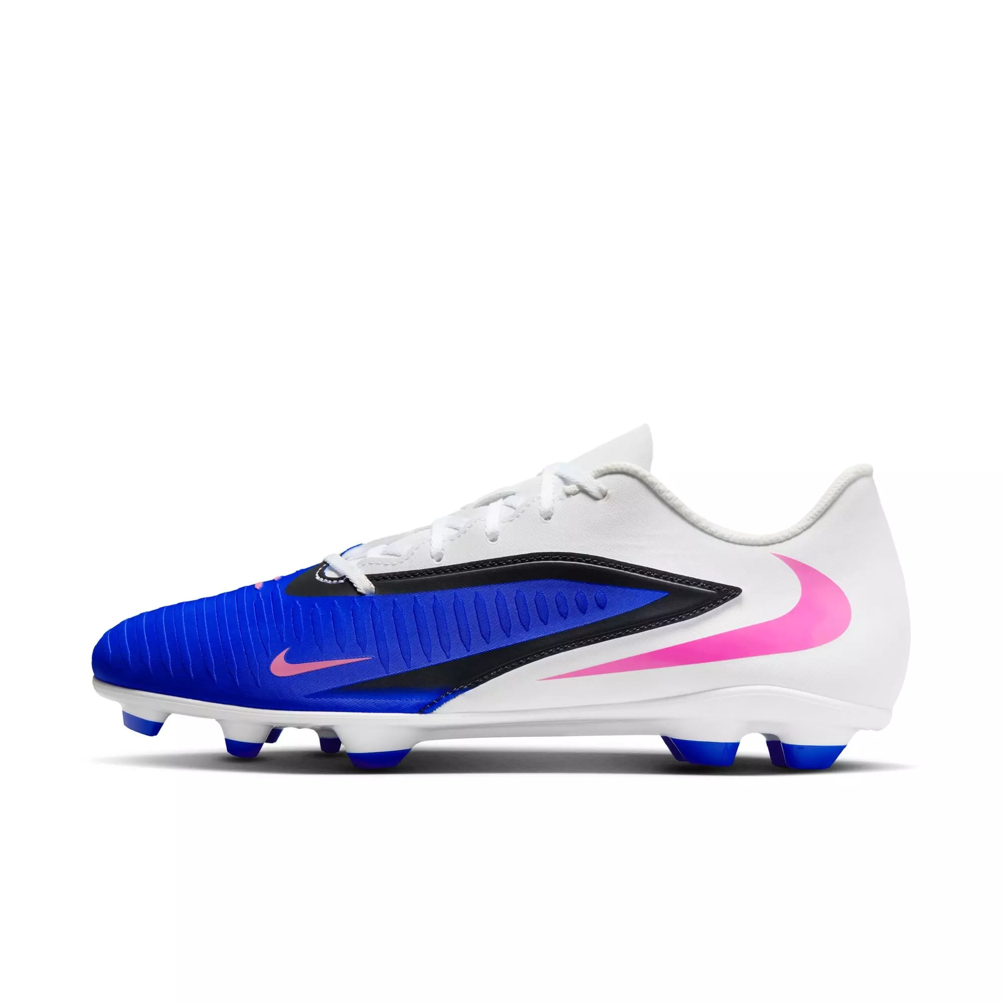 Nike Phantom 6 Low Club MG "Racer Blue/Pink Blast/White" Men's Soccer Cleat - WHITE/BLUE/PINK