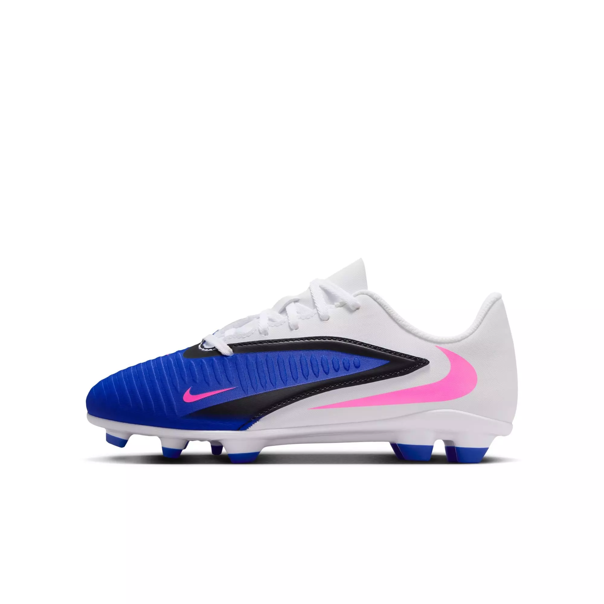 Nike Jr. Phantom 6 Low Club MG "Racer Blue/Pink Blast/White" Preschool Boys' Soccer Cleat - WHITE/BLUE/PINK