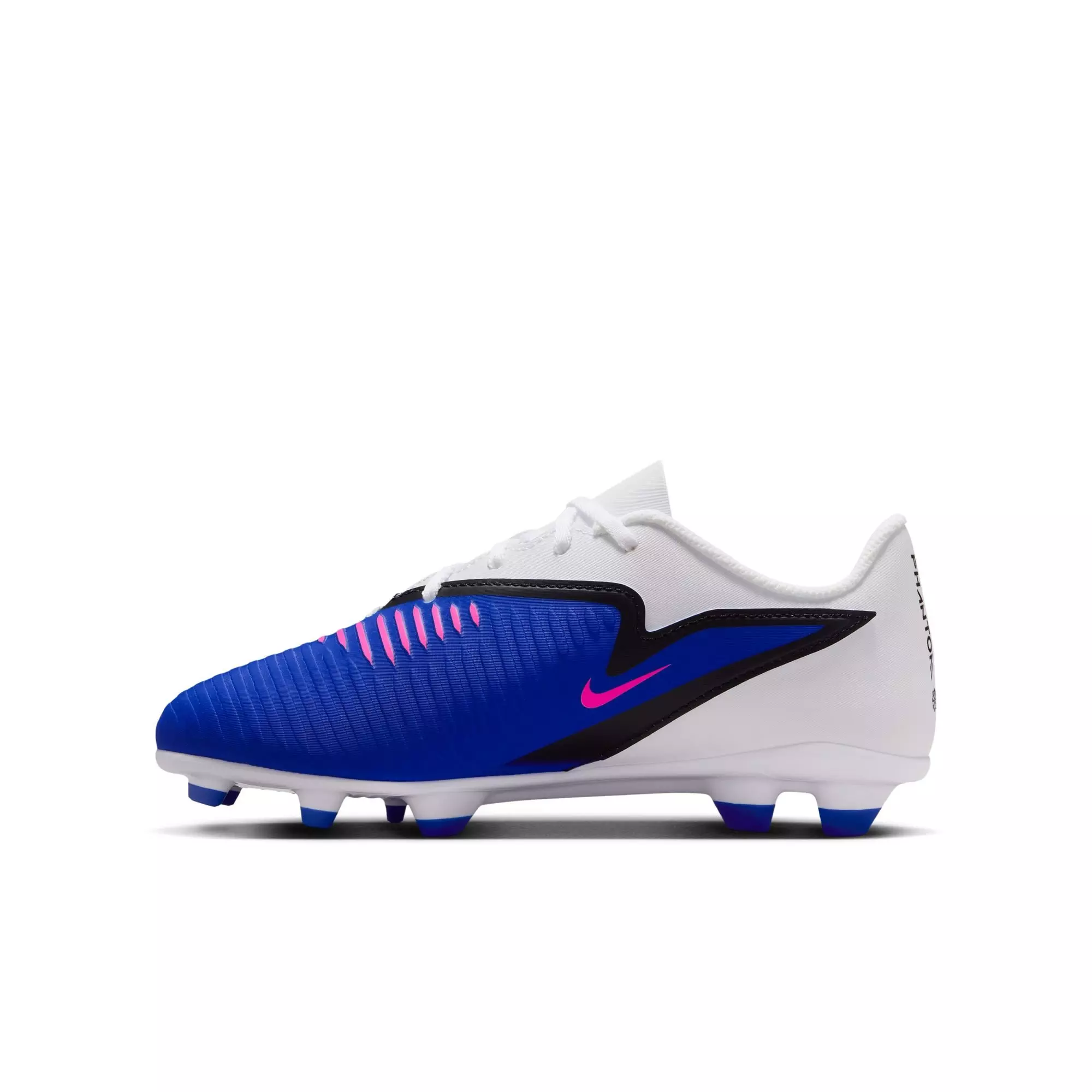 Nike Jr. Phantom 6 Low Club MG "Racer Blue/Pink Blast/White" Preschool Boys' Soccer Cleat - WHITE/BLUE/PINK