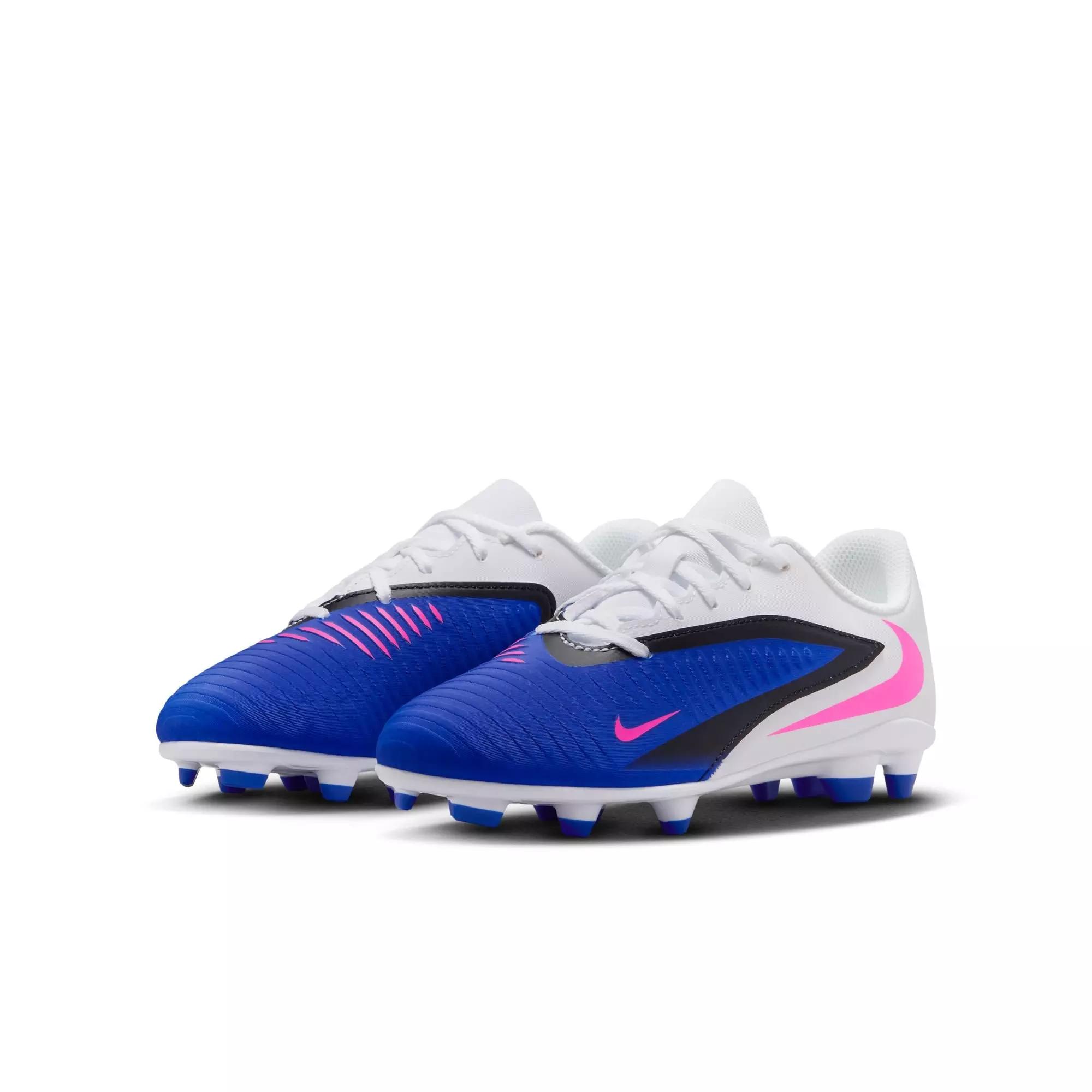 Nike Jr. Phantom 6 Low Club MG "Racer Blue/Pink Blast/White" Preschool Boys' Soccer Cleat - WHITE/BLUE/PINK