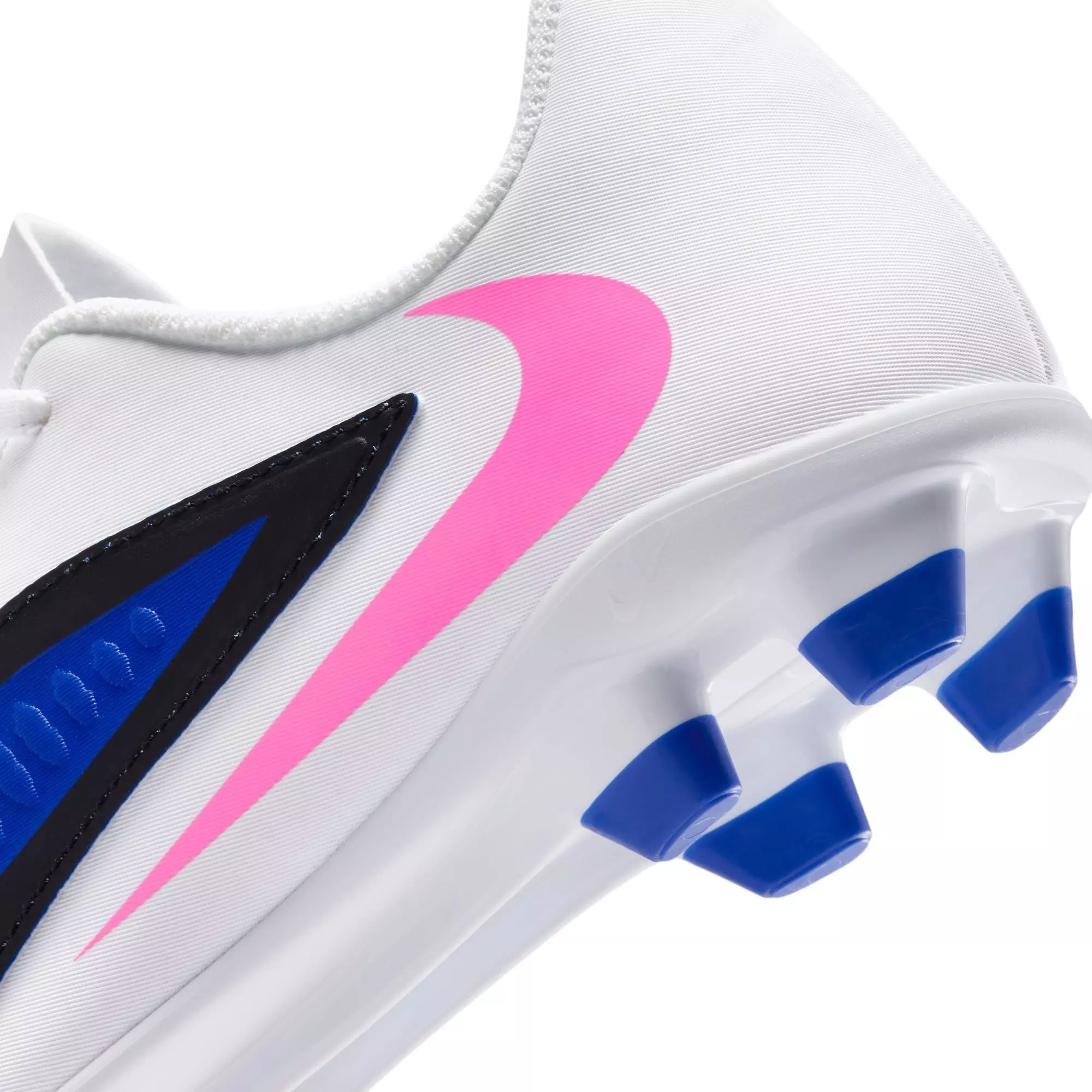 Nike Jr. Phantom 6 Low Club MG "Racer Blue/Pink Blast/White" Preschool Boys' Soccer Cleat - WHITE/BLUE/PINK
