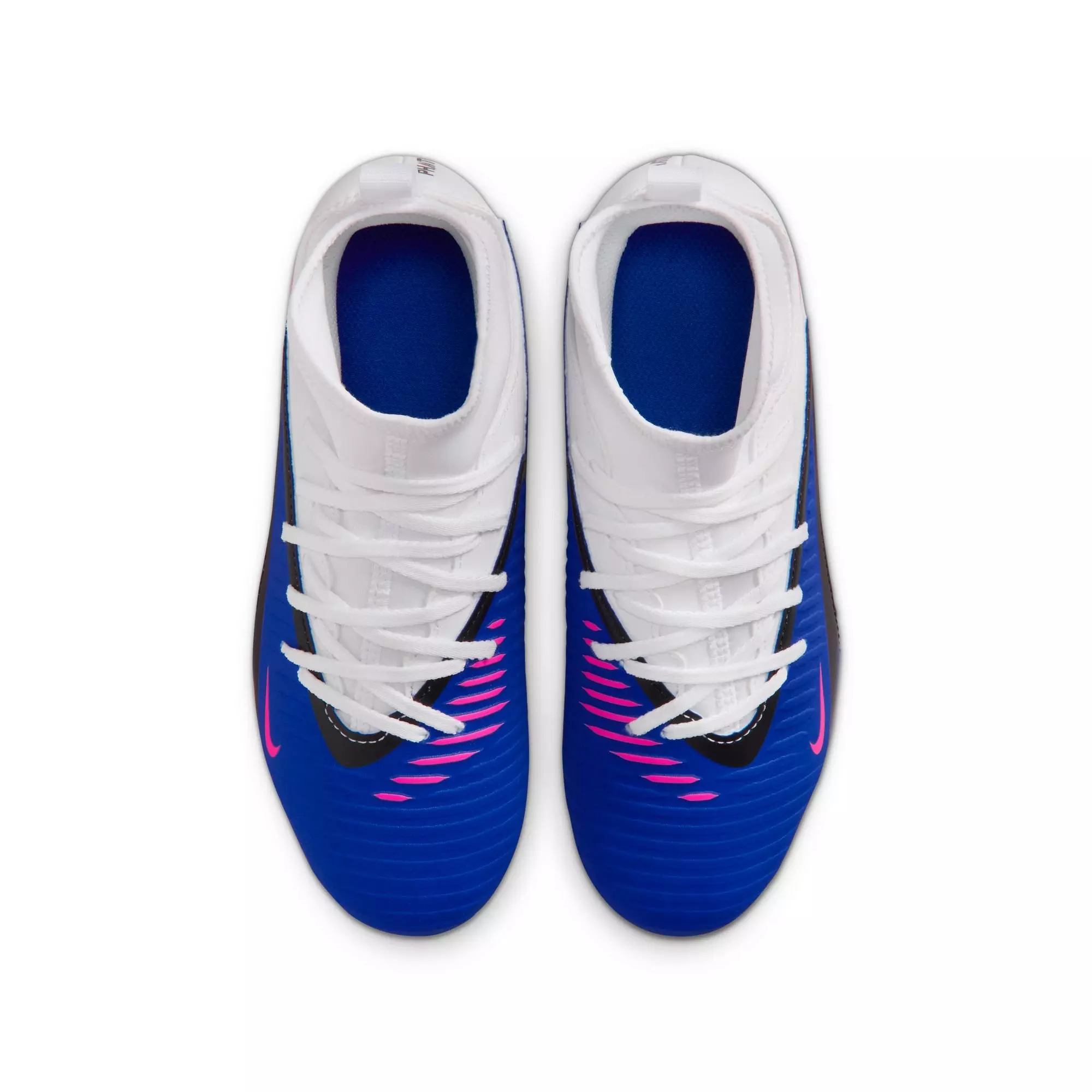 Nike Jr. Phantom 6 High Club MG "Racer Blue/Pink Blast/White" Grade School Boys' Soccer Cleat - WHITE/BLUE/PINK