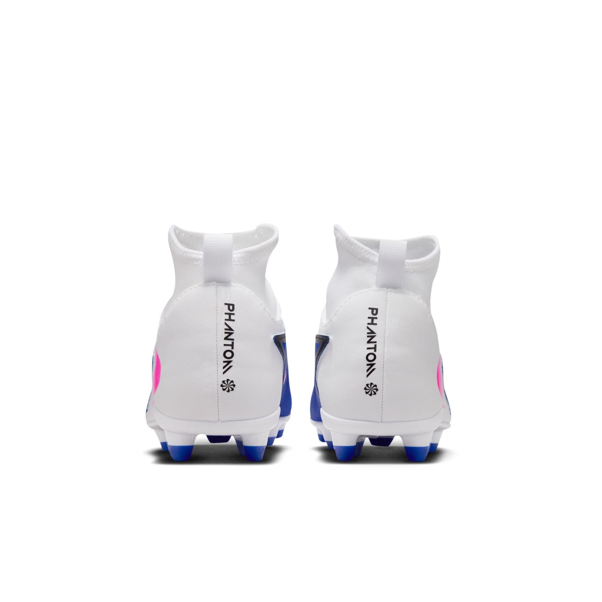 Nike Jr. Phantom 6 High Club MG "Racer Blue/Pink Blast/White" Grade School Boys' Soccer Cleat - WHITE/BLUE/PINK Thumbnail View 7