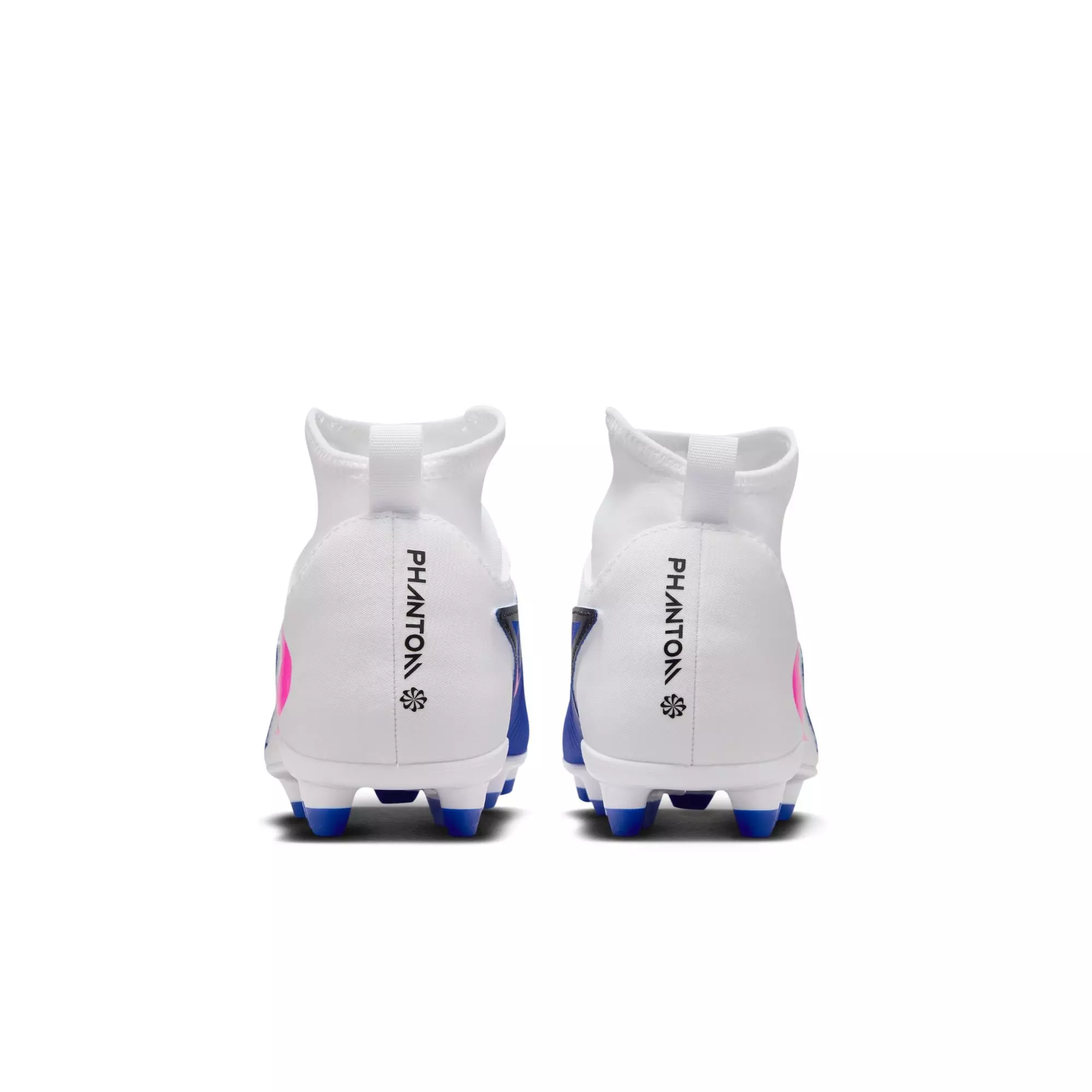 Nike Jr. Phantom 6 High Club MG "Racer Blue/Pink Blast/White" Grade School Boys' Soccer Cleat - WHITE/BLUE/PINK
