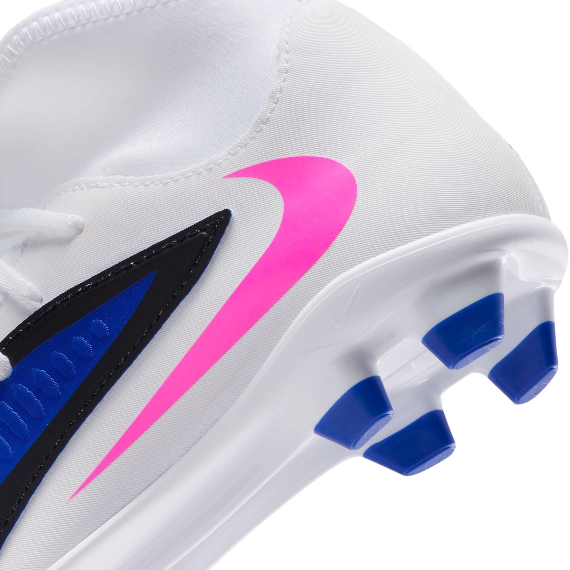 Nike Jr. Phantom 6 High Club MG "Racer Blue/Pink Blast/White" Grade School Boys' Soccer Cleat - WHITE/BLUE/PINK Thumbnail View 11
