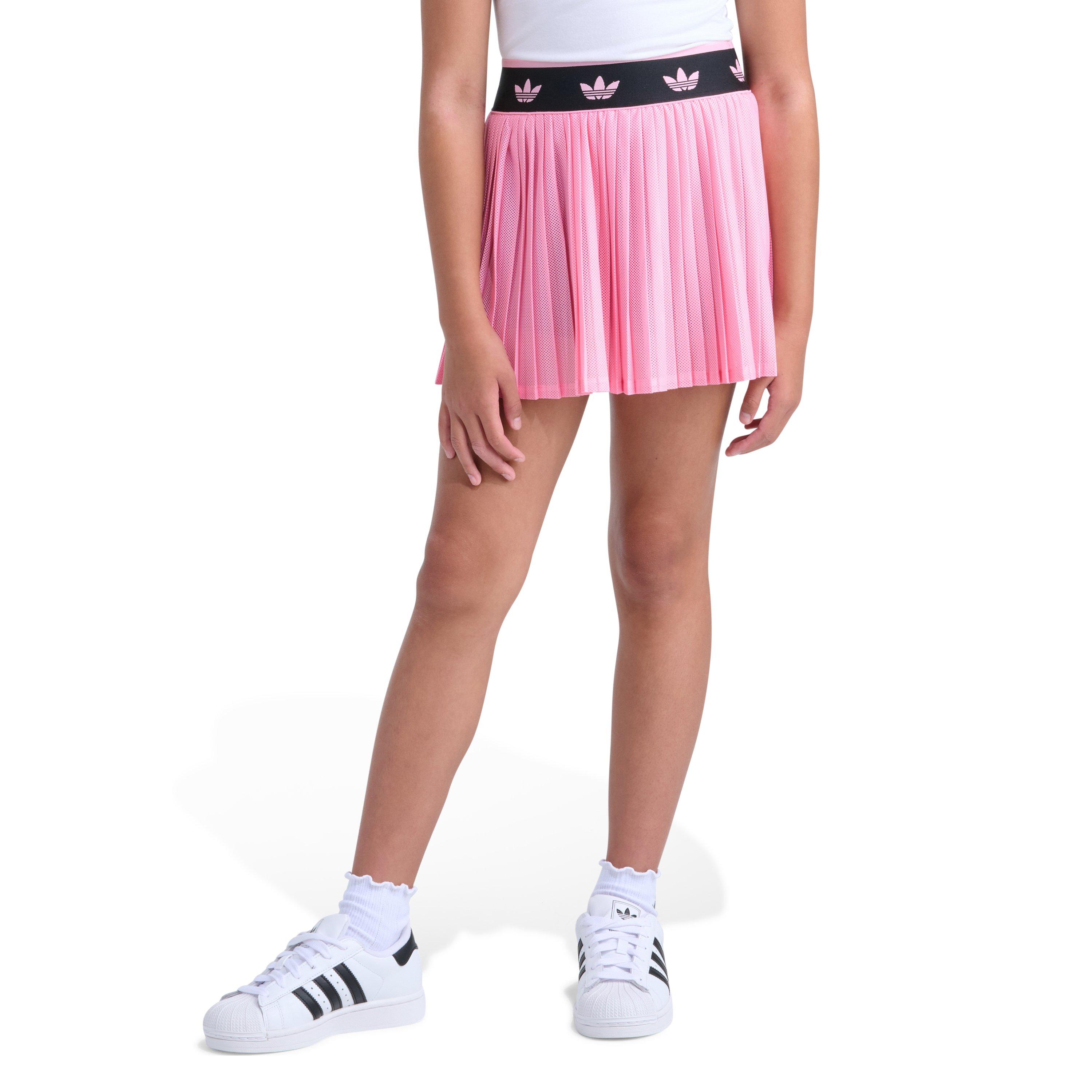adidas Big Girls' Pleated Waistband Mesh Skort - Pink - PINK/BLACK Thumbnail View 1