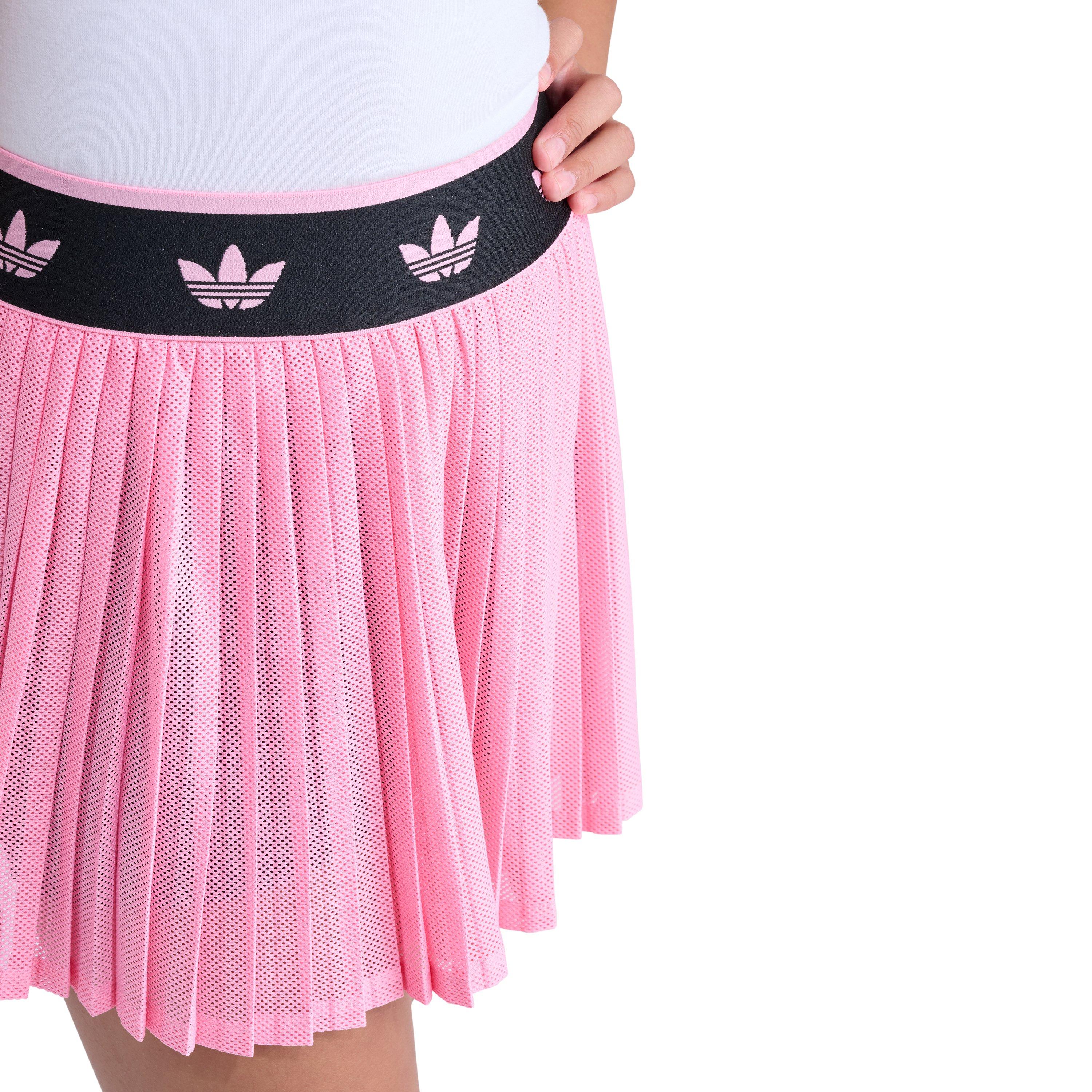 adidas Big Girls' Pleated Waistband Mesh Skort - Pink - PINK/BLACK Thumbnail View 4