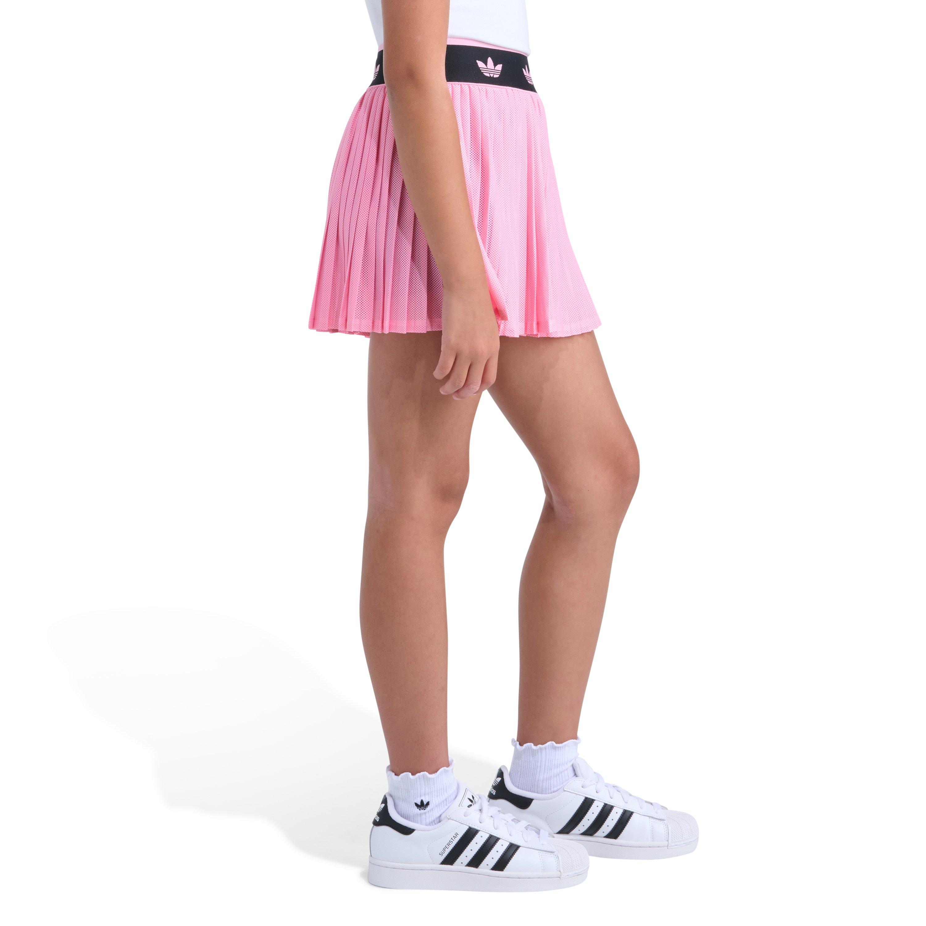 adidas Big Girls' Pleated Waistband Mesh Skort - Pink - PINK/BLACK Thumbnail View 5