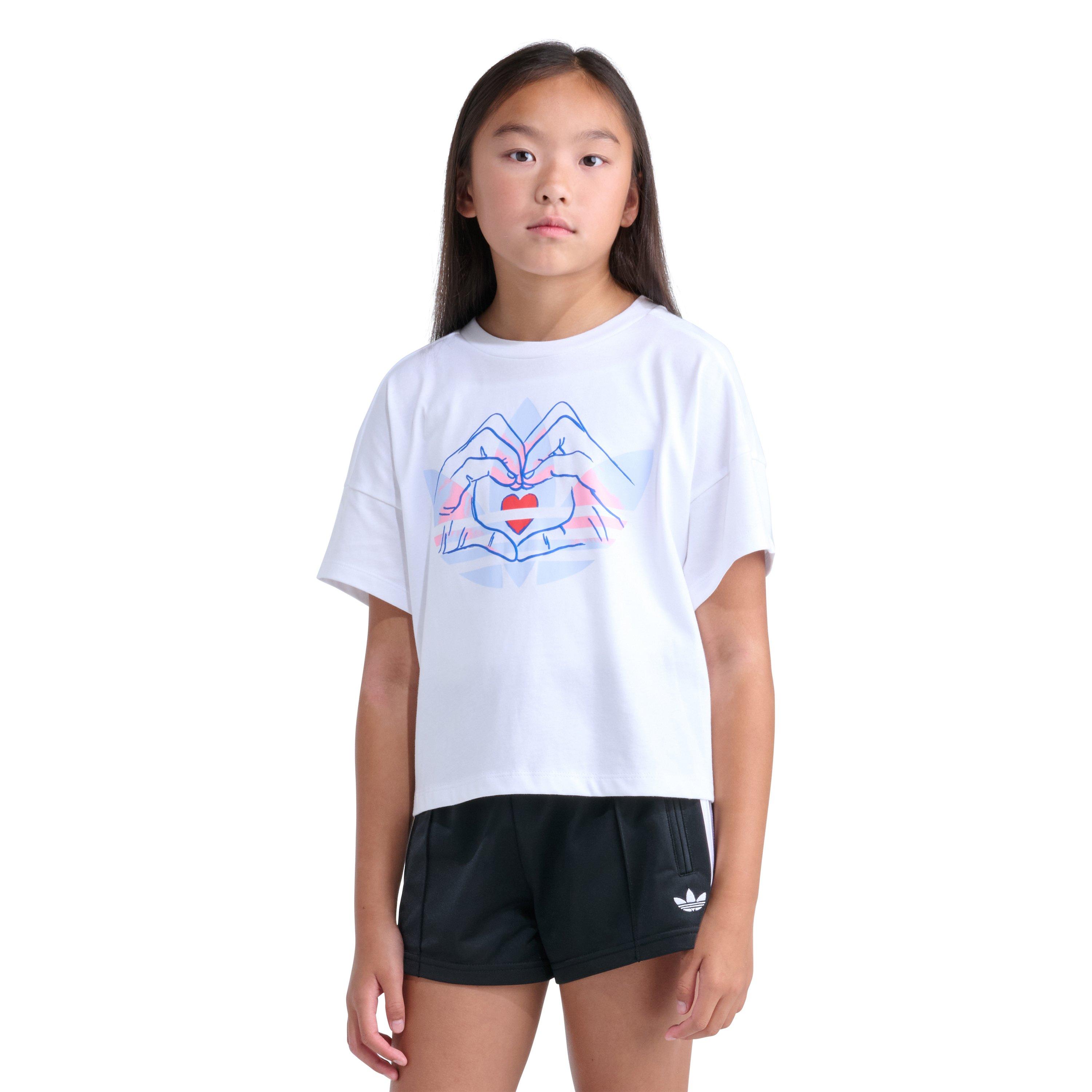 adidas Big Girls' Heart Hand Tee - WHITE/MULTI Thumbnail View 4