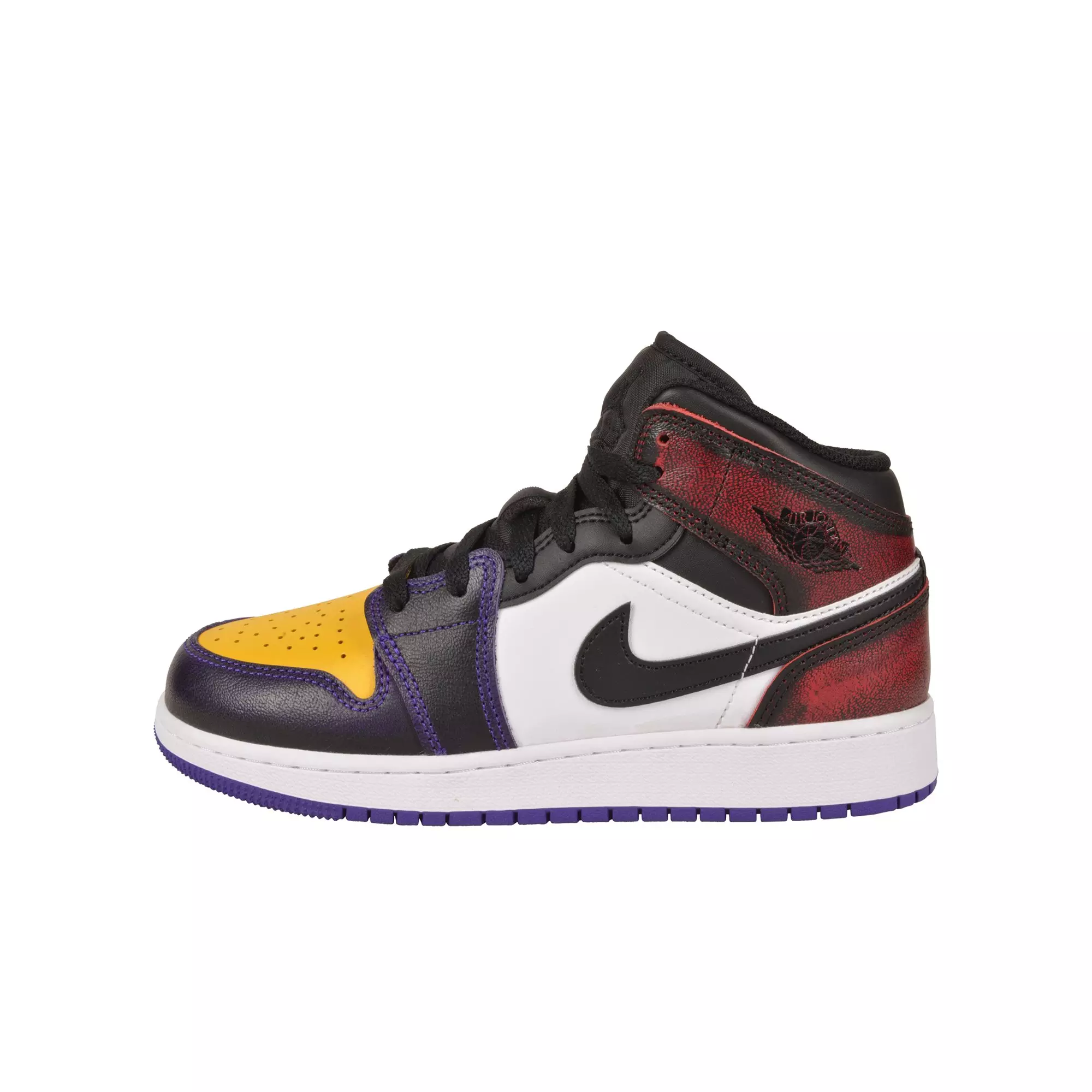 Jordan 1 Mid SE "True Red/Black/White/Court Purple" Grade School Boys' Shoe - BLACK/MULTI