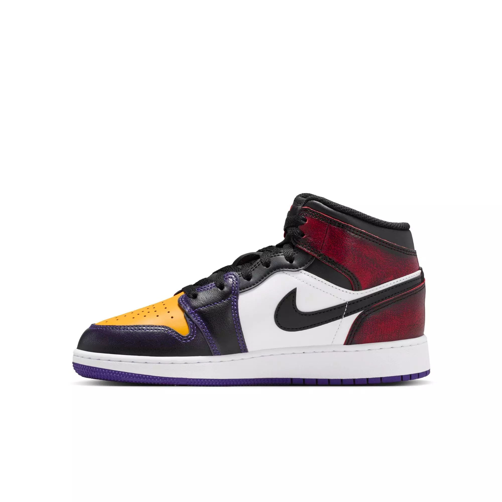 Jordan 1 Mid SE "True Red/Black/White/Court Purple" Grade School Boys' Shoe - BLACK/MULTI