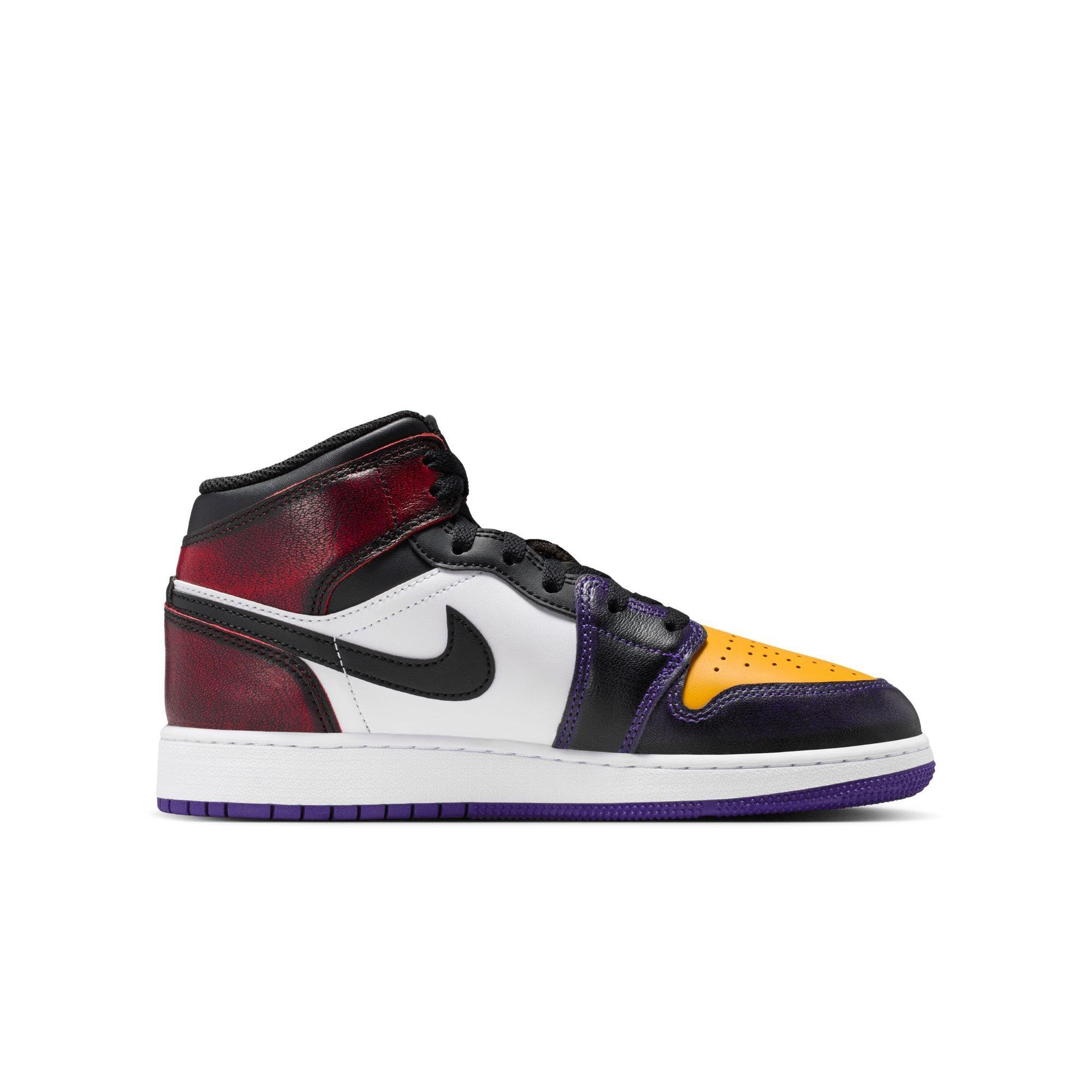 Jordan 1 Mid SE Grade School Boys' "True Red/Black/White/Court Purple" Shoe