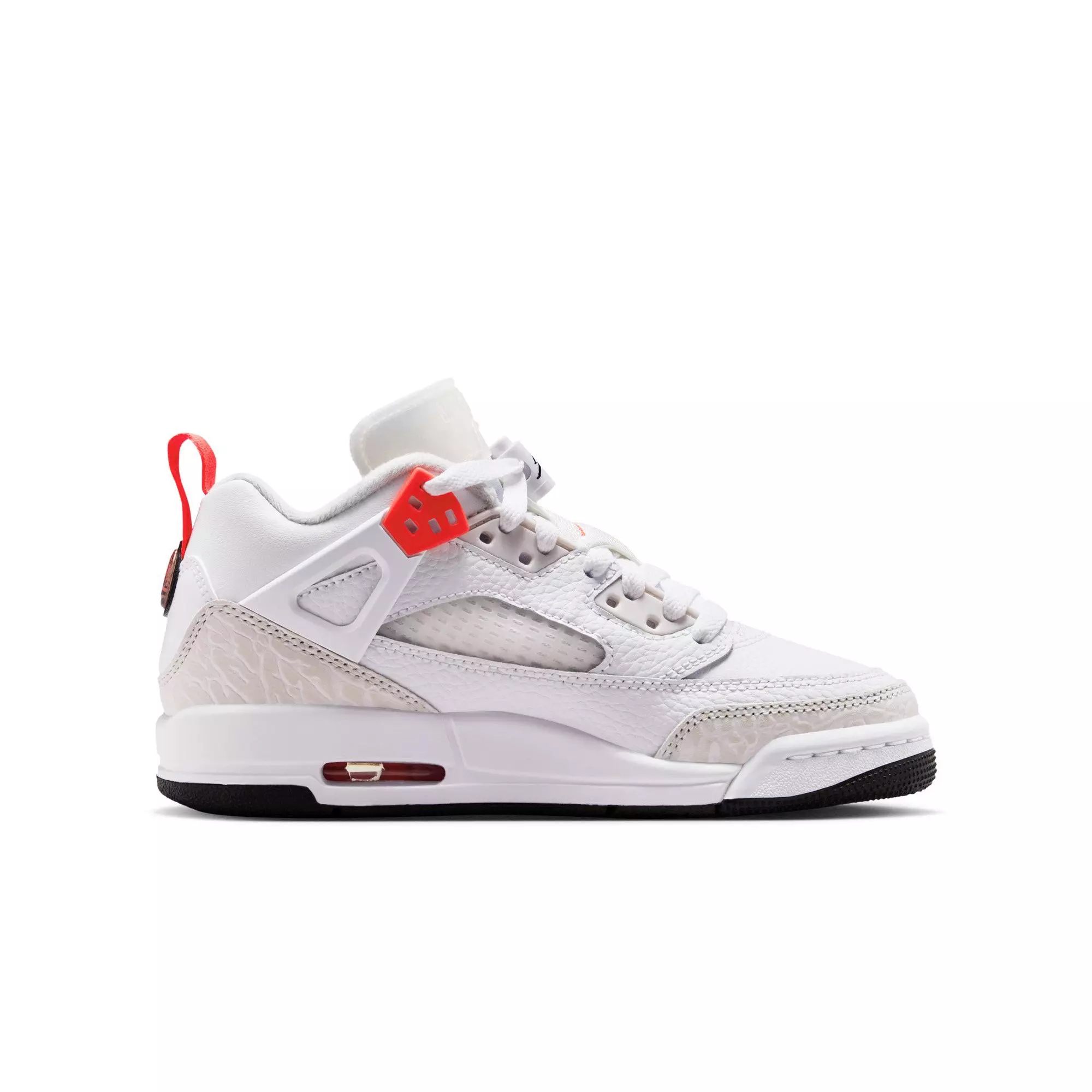 Jordan Spizike Low "White/Bright Crimson/Vast Grey/Black" Grade School Boys' Shoe - WHITE/RED